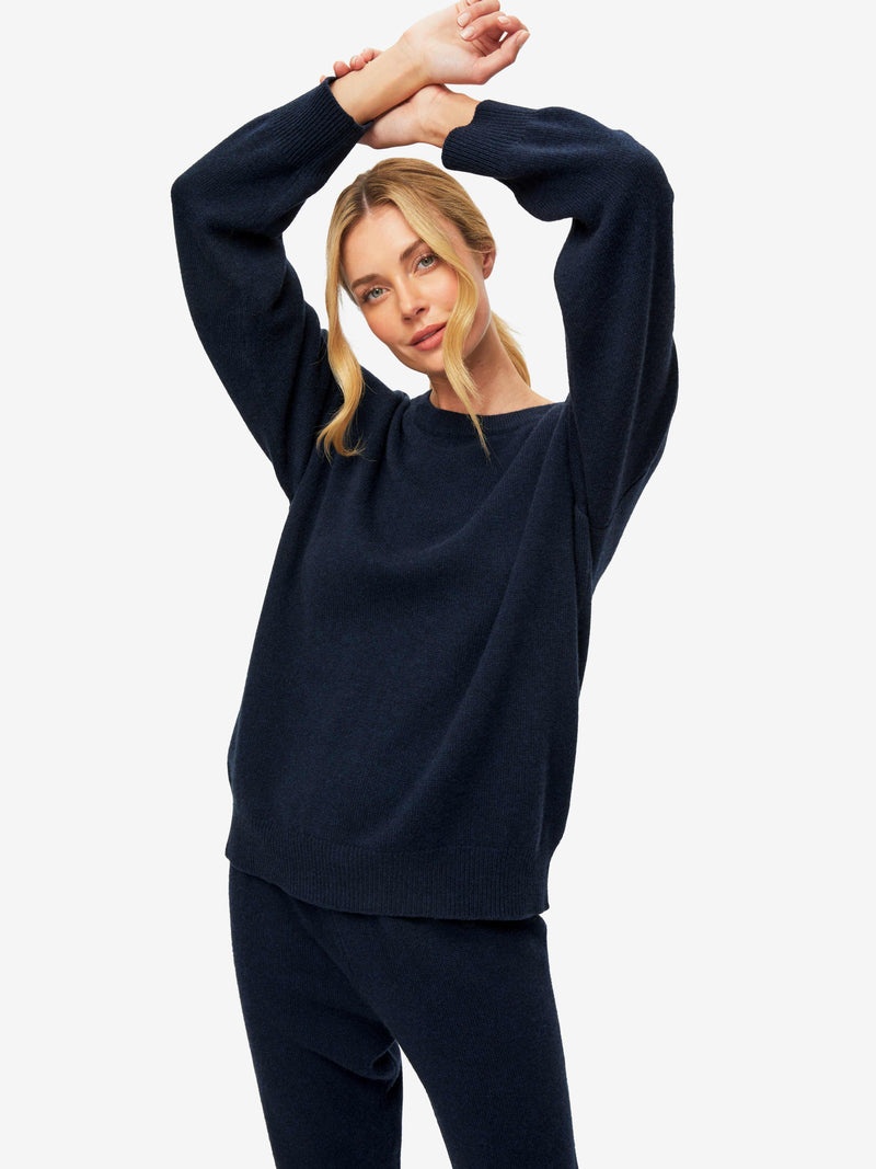 Women's Relaxed Sweater Daphne Cashmere Navy - 3