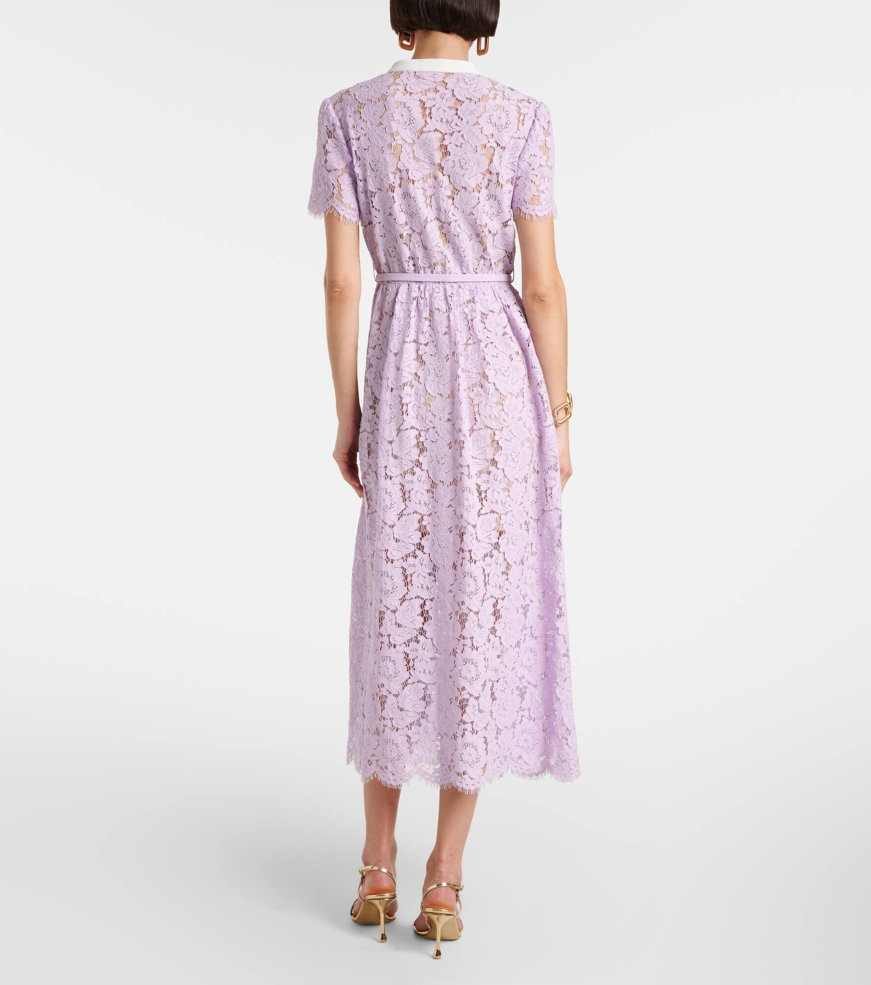 Belted lace midi dress - 3