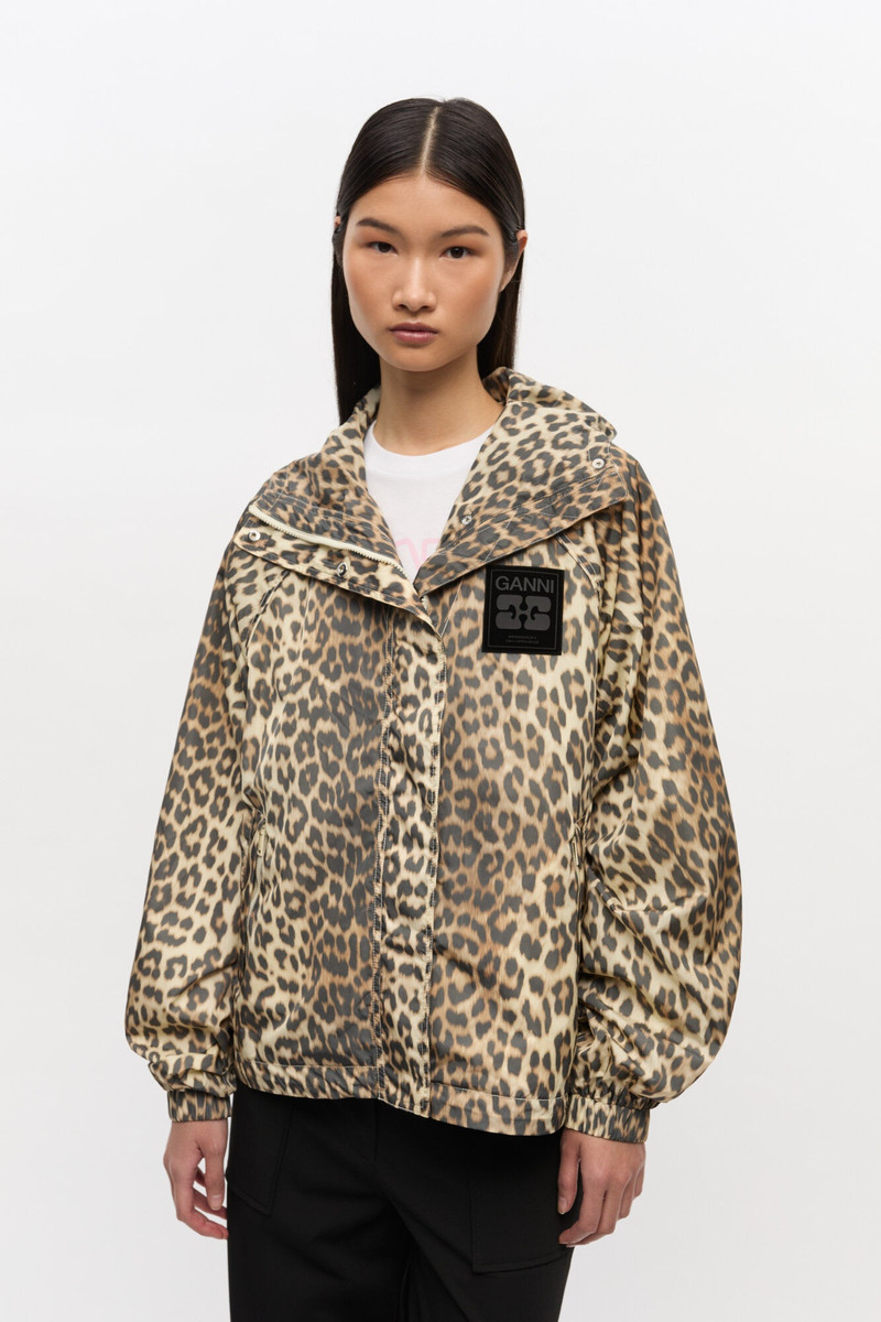 GANNI LEOPARD PRINT NYLON JACKET outlook