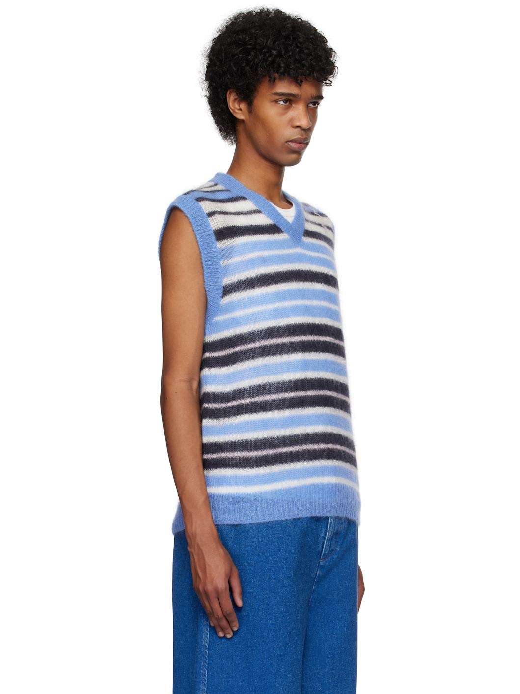 Blue Fuzzy Wuzzy Striped Vest - 2