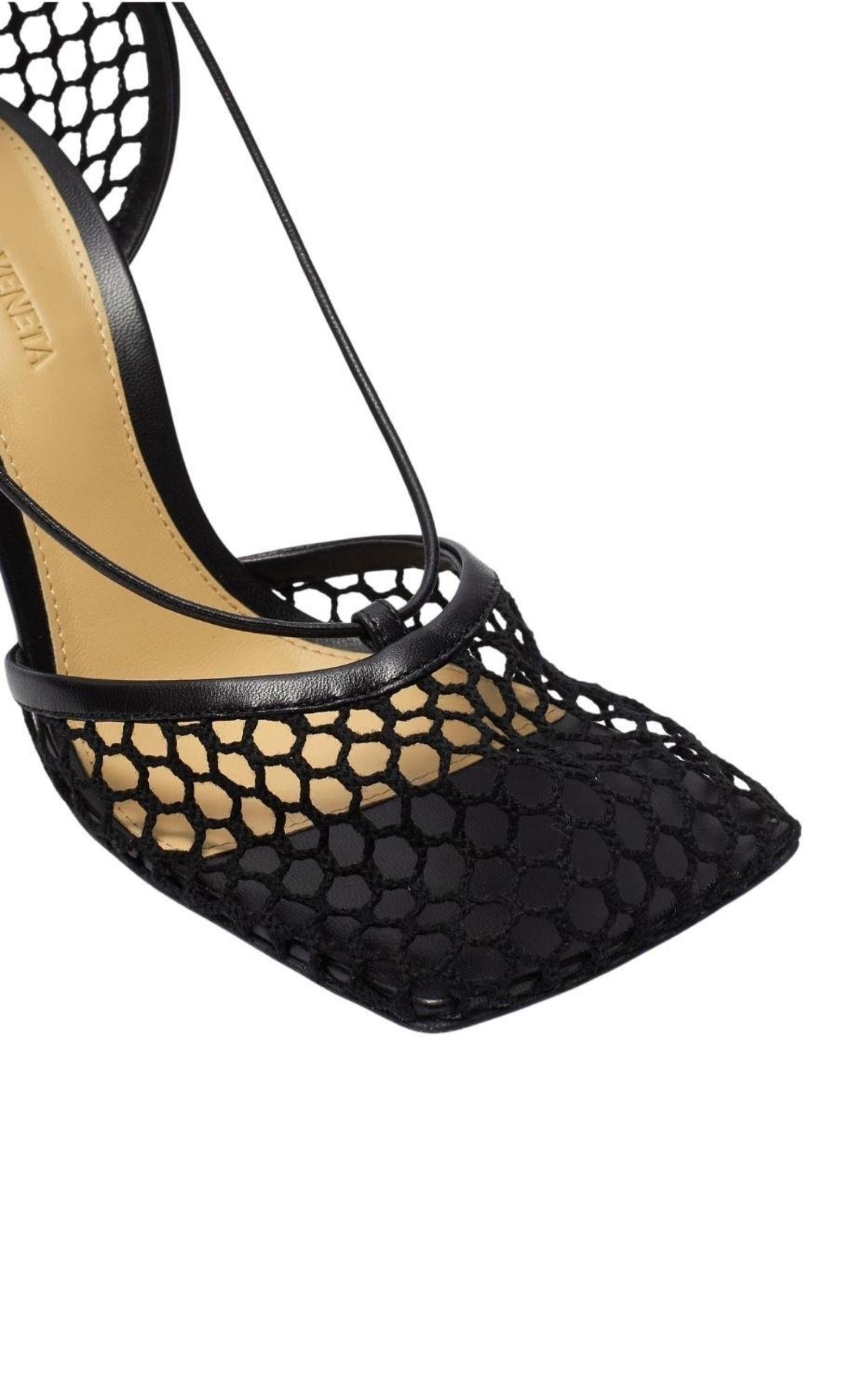 Fishnet Mesh Leather Sandal - 4