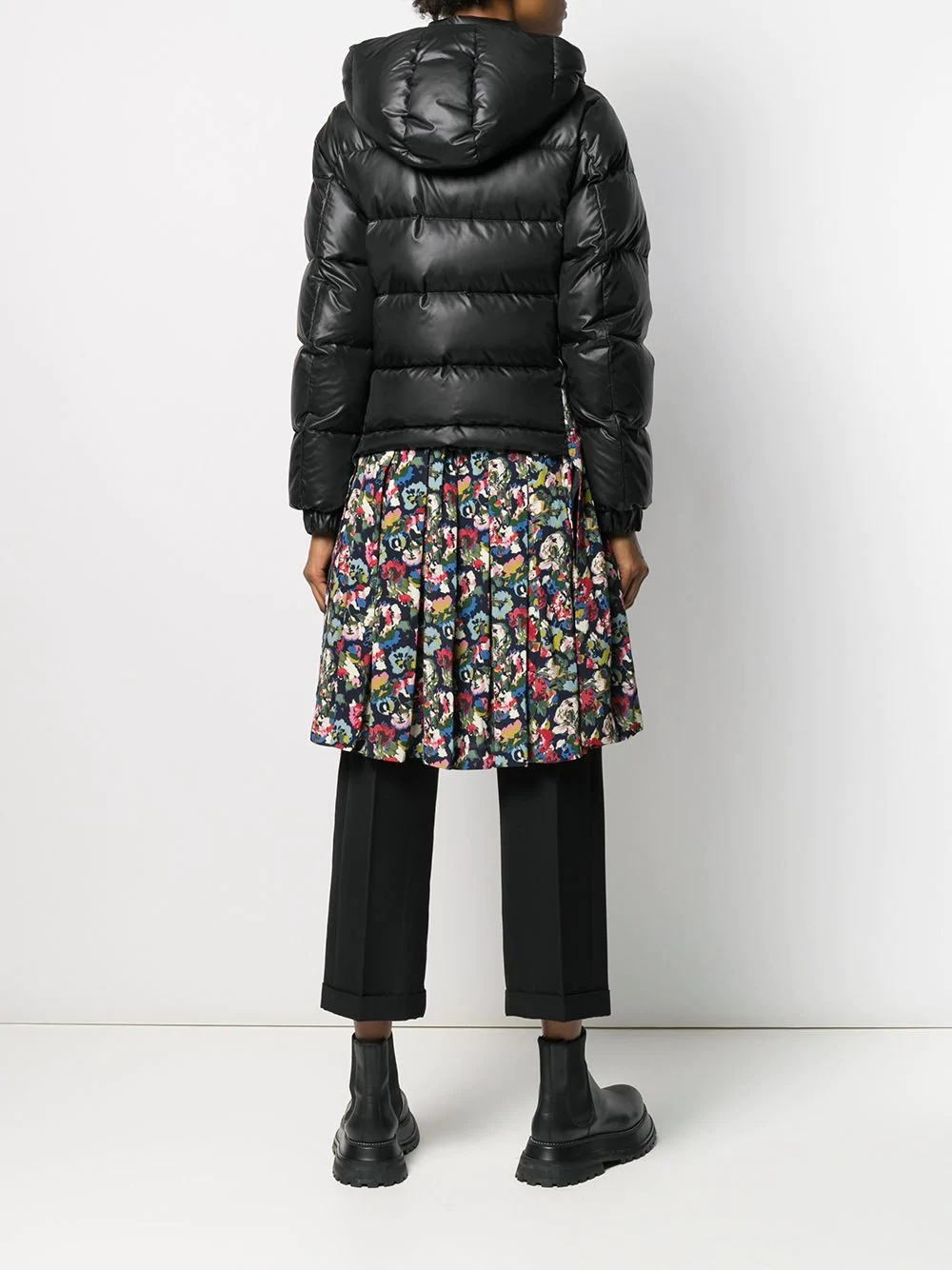 floral print peplum puffer jacket - 4