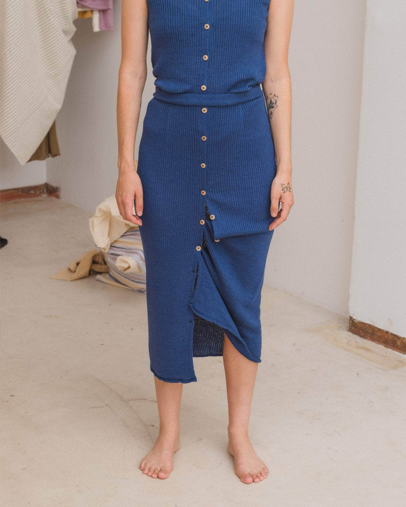 Drip Skirt - Linen Seacell Rib 4