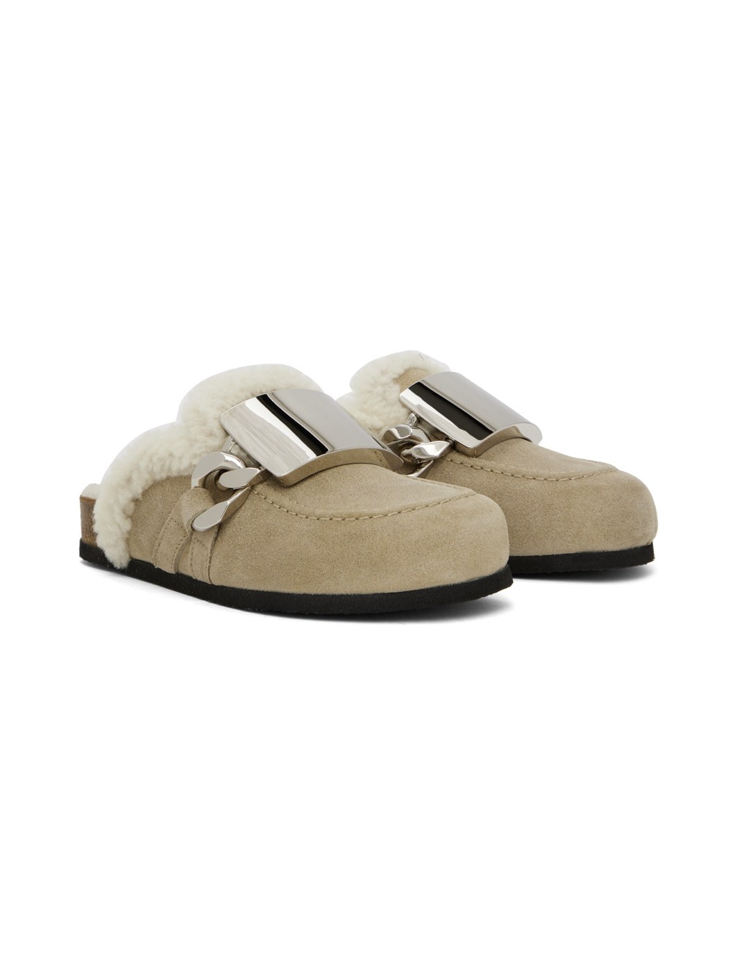 Beige Buckle Loafers - 4
