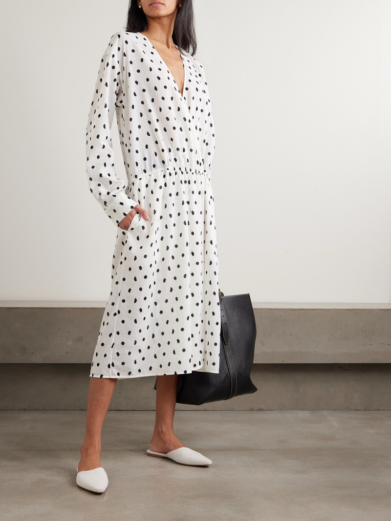 Tibi Polka-dot Crinkled-gauze Wrap Dress outlook