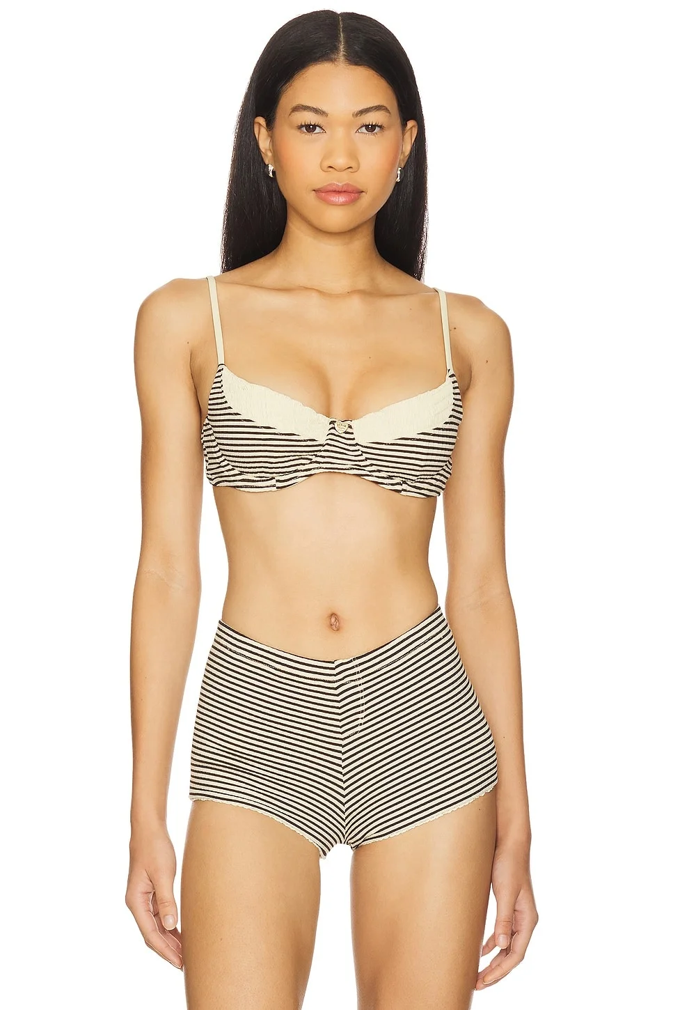 x Bella Hadid Jolene Striped Rib Bikini Top - 1