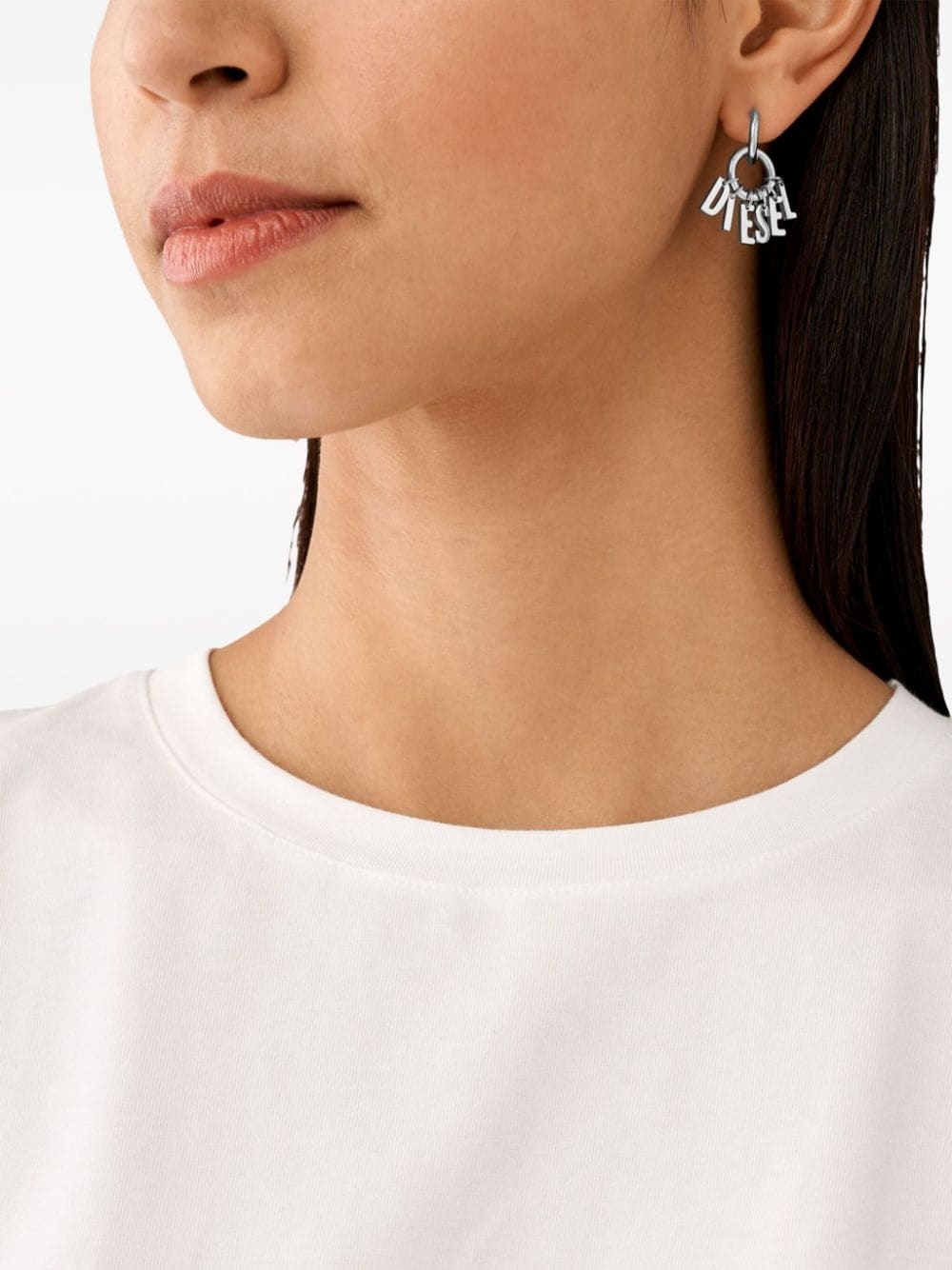 Diesel logo-lettering hoop earrings | farfetch | REVERSIBLE