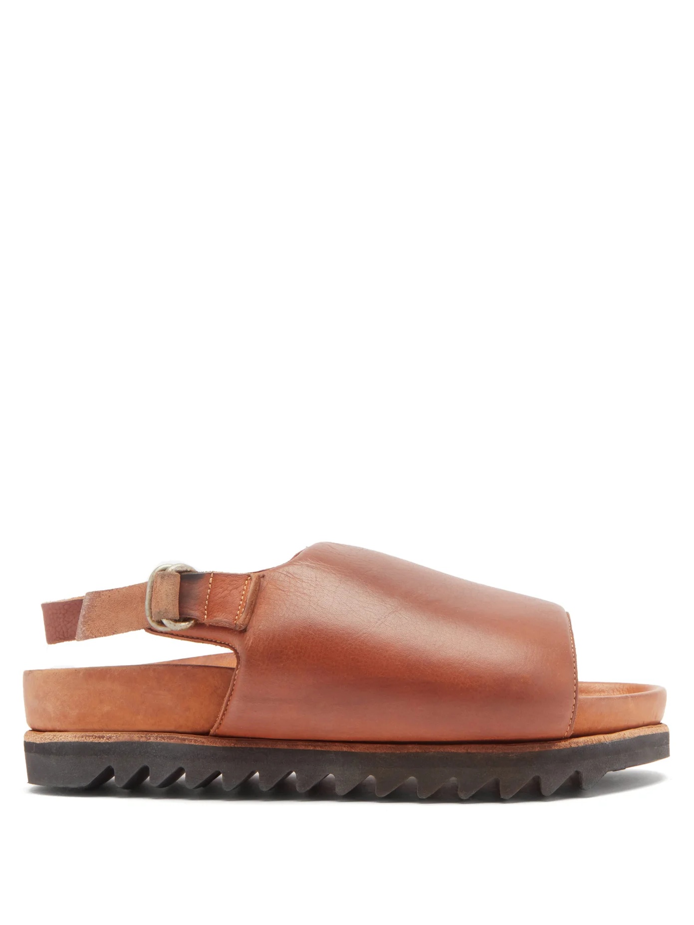 Ridged-sole slingback leather sandals - 1