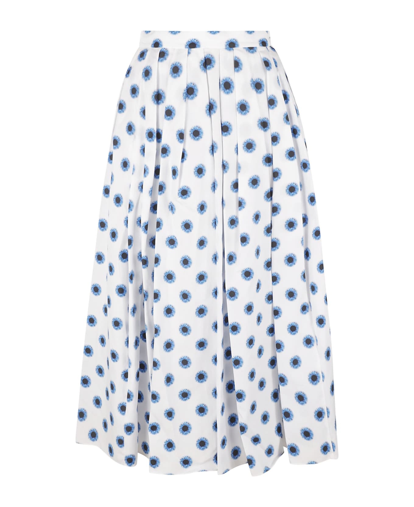 Floral Print Pleated Flare Skirt - 1