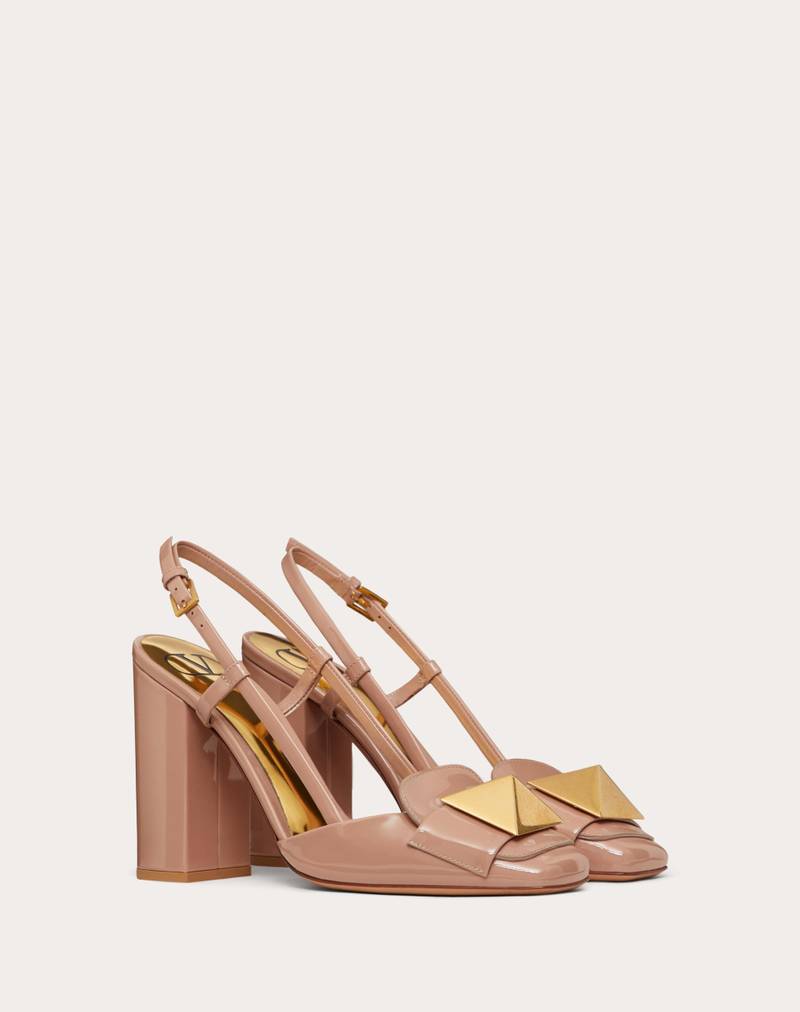 ONE STUD PATENT LEATHER SLINGBACK PUMP 100MM 2