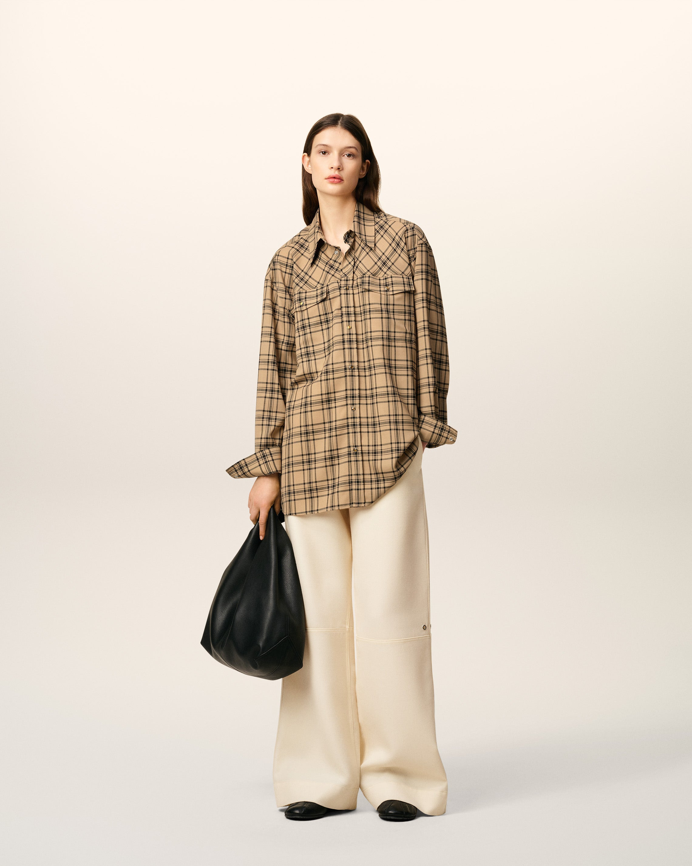 BROWN WOOL CHECKED LUMBERJACK SHIRT - 2