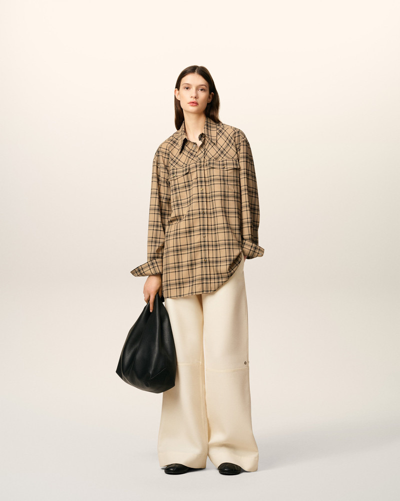 AMI Paris BROWN WOOL CHECKED LUMBERJACK SHIRT outlook