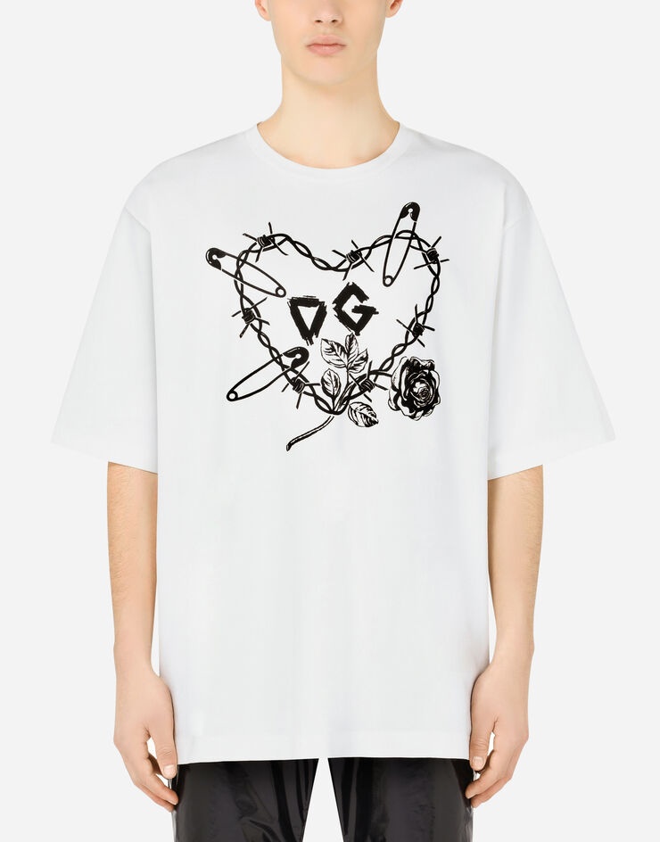 Cotton T-shirt with DG logo print - 1