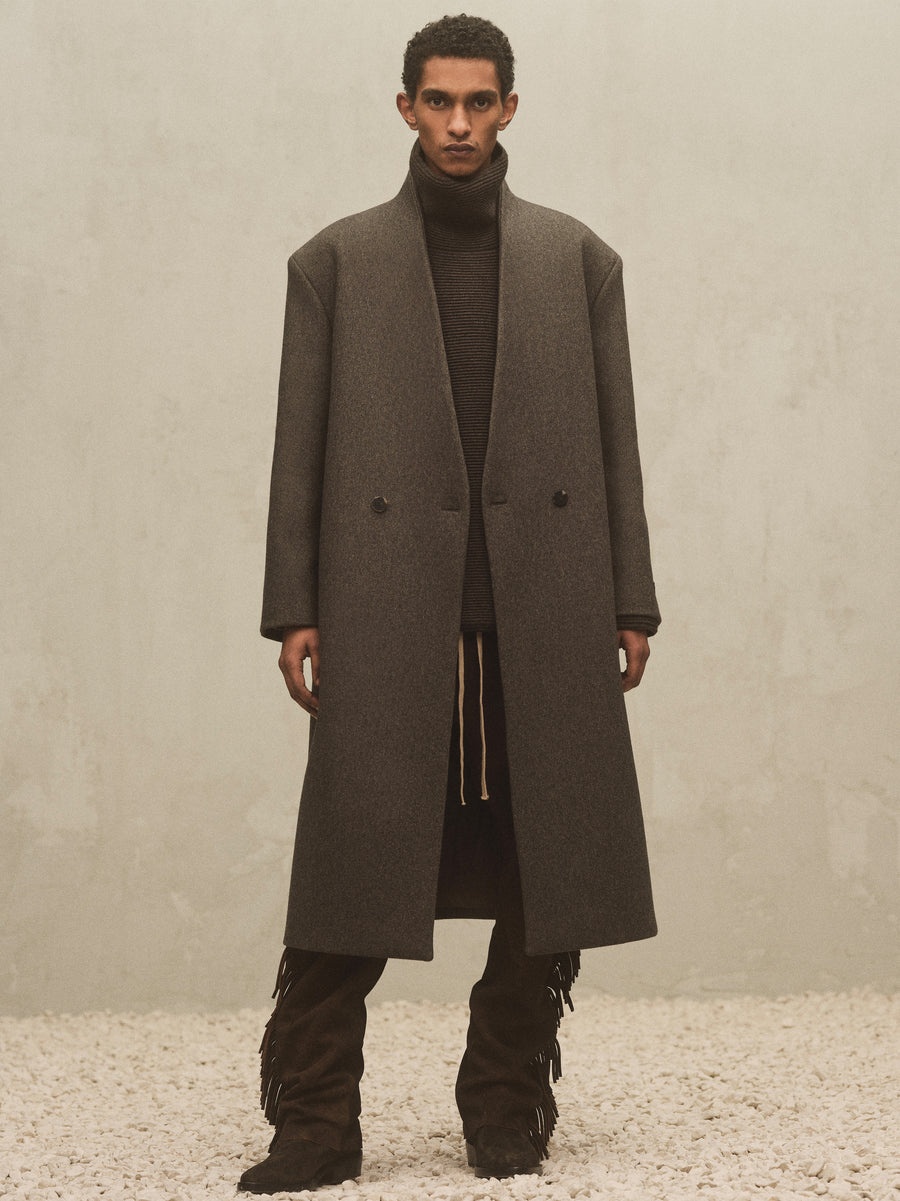 Military Wool Lapelless Coat - 2