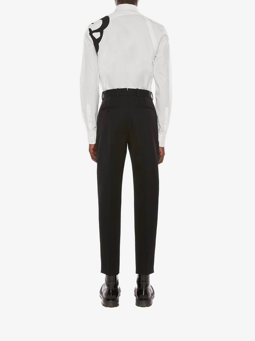 Japanese Barathea Wool Tuxedo Trousers in Black - 4