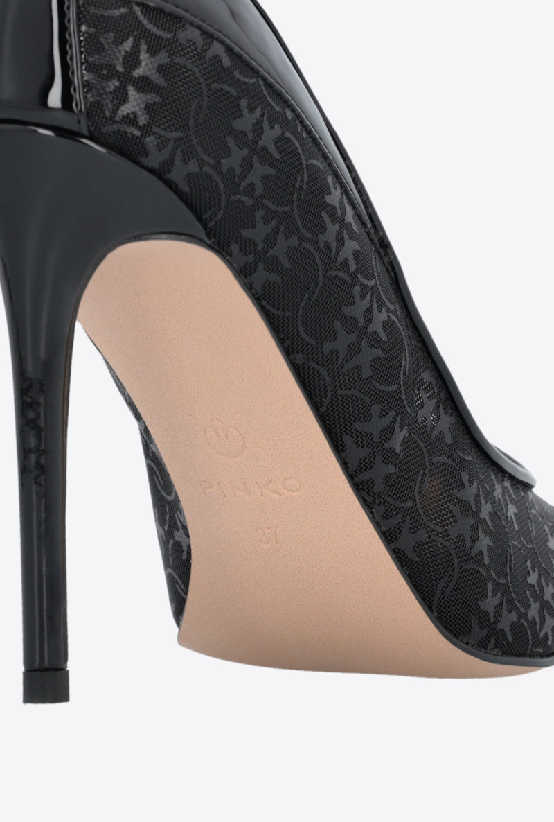 LOVE BIRDS PATENT AND MESH PUMPS 9