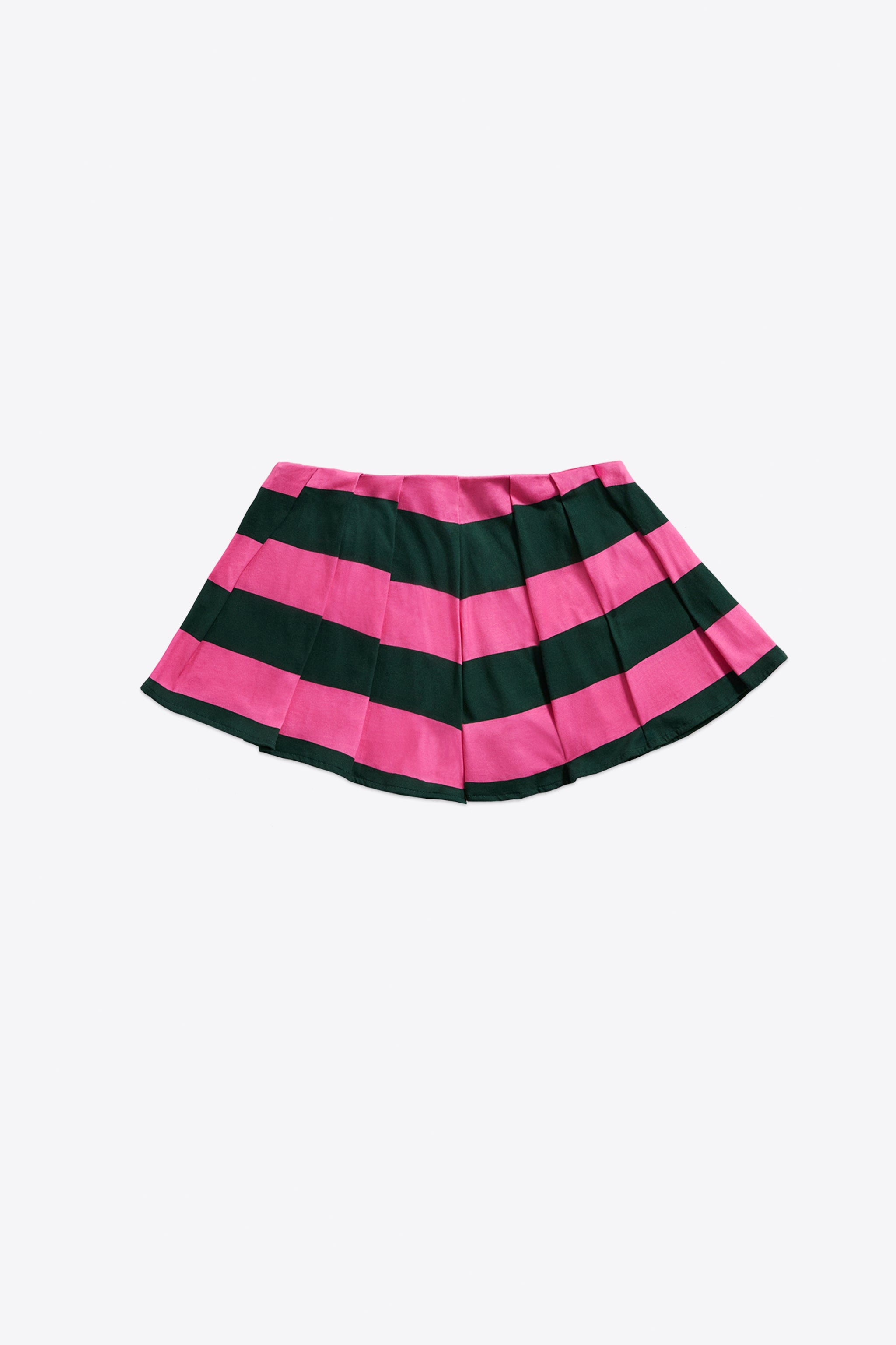 EMBROIDERED FLOWER RUGBY STRIPE PLEATED SHORT - 2