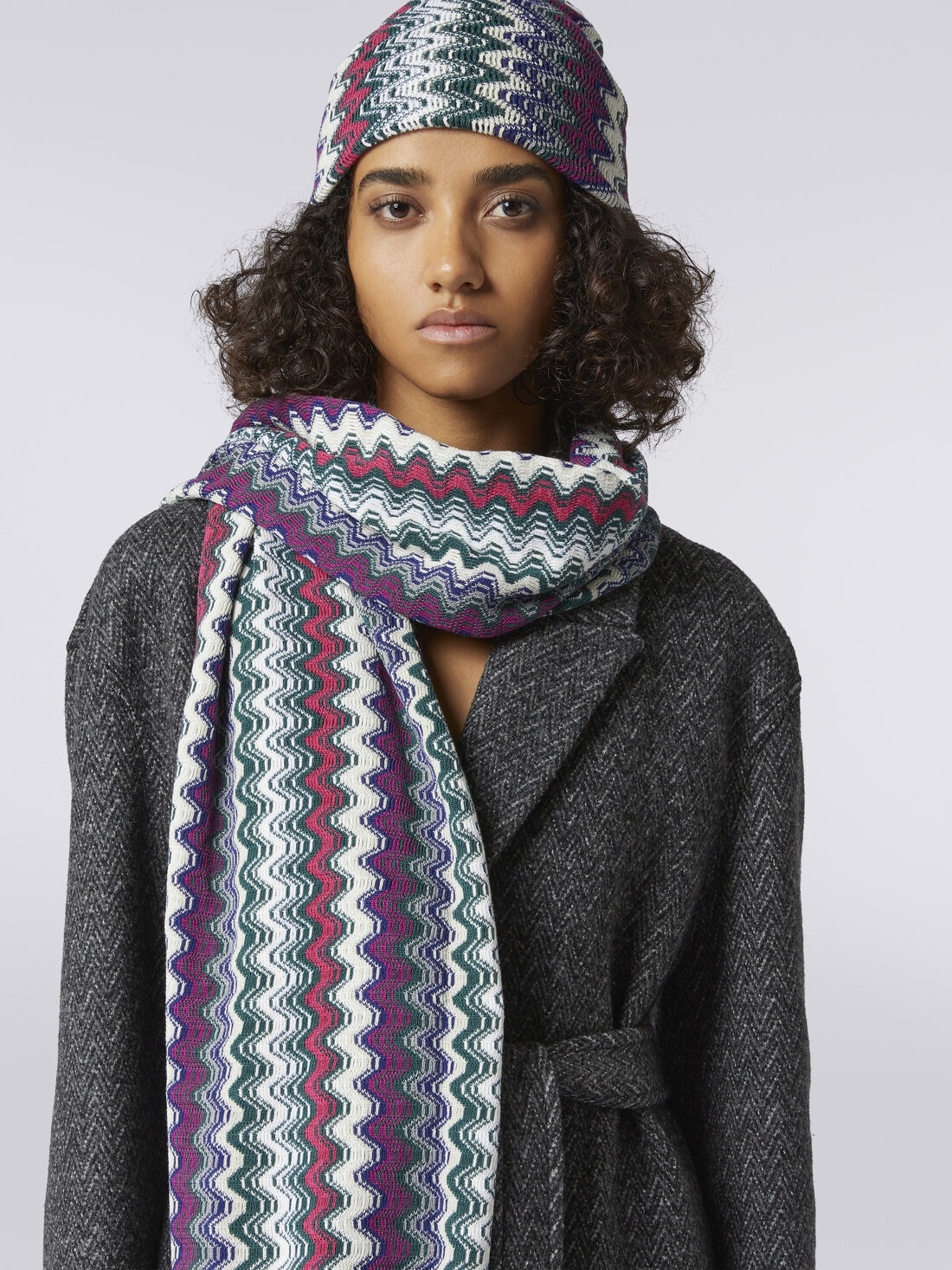Two-piece wool blend scarf and beanie set - 4