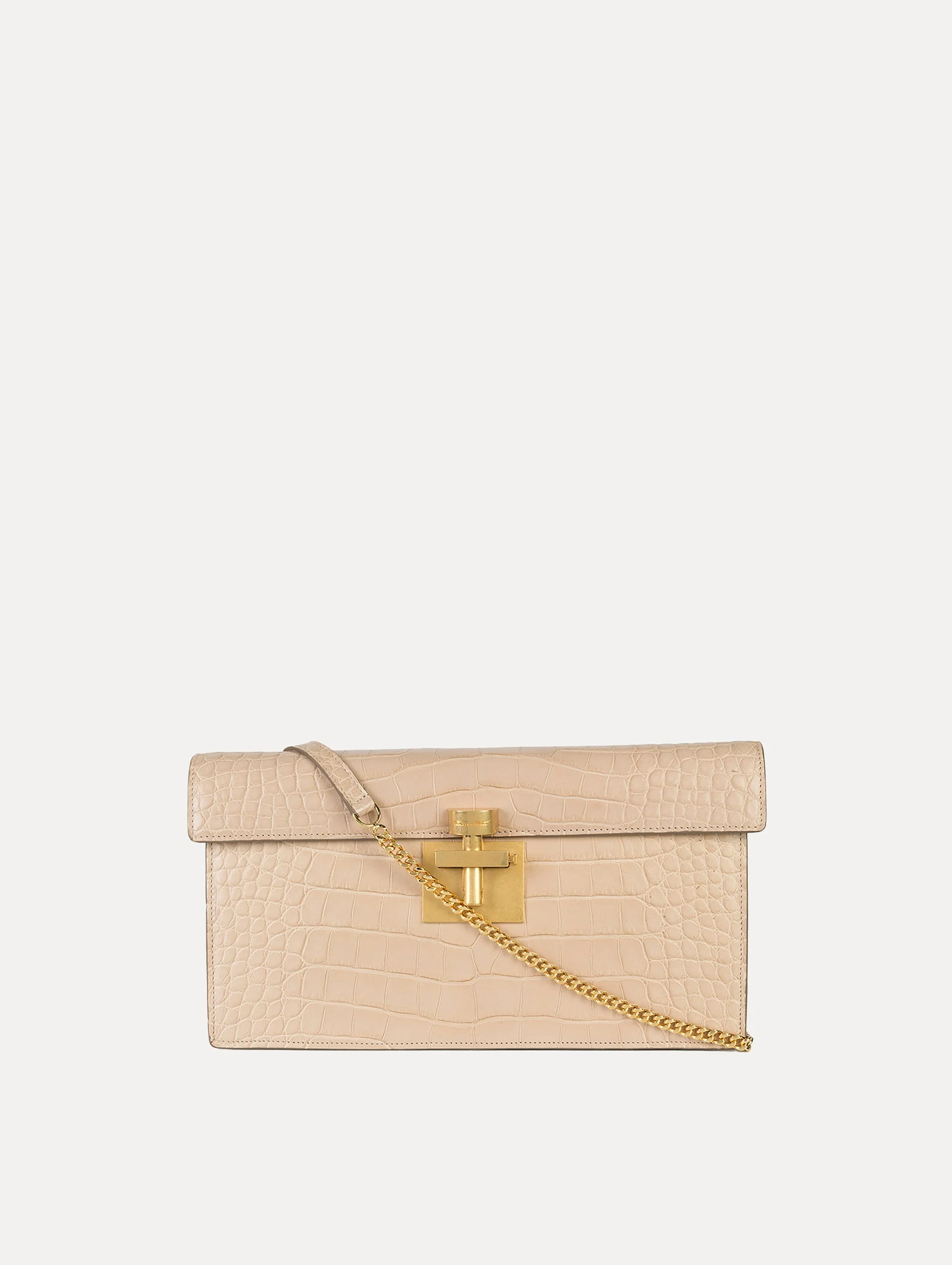 BLUSH ALLIGATOR ALIBI CLUTCH - 1