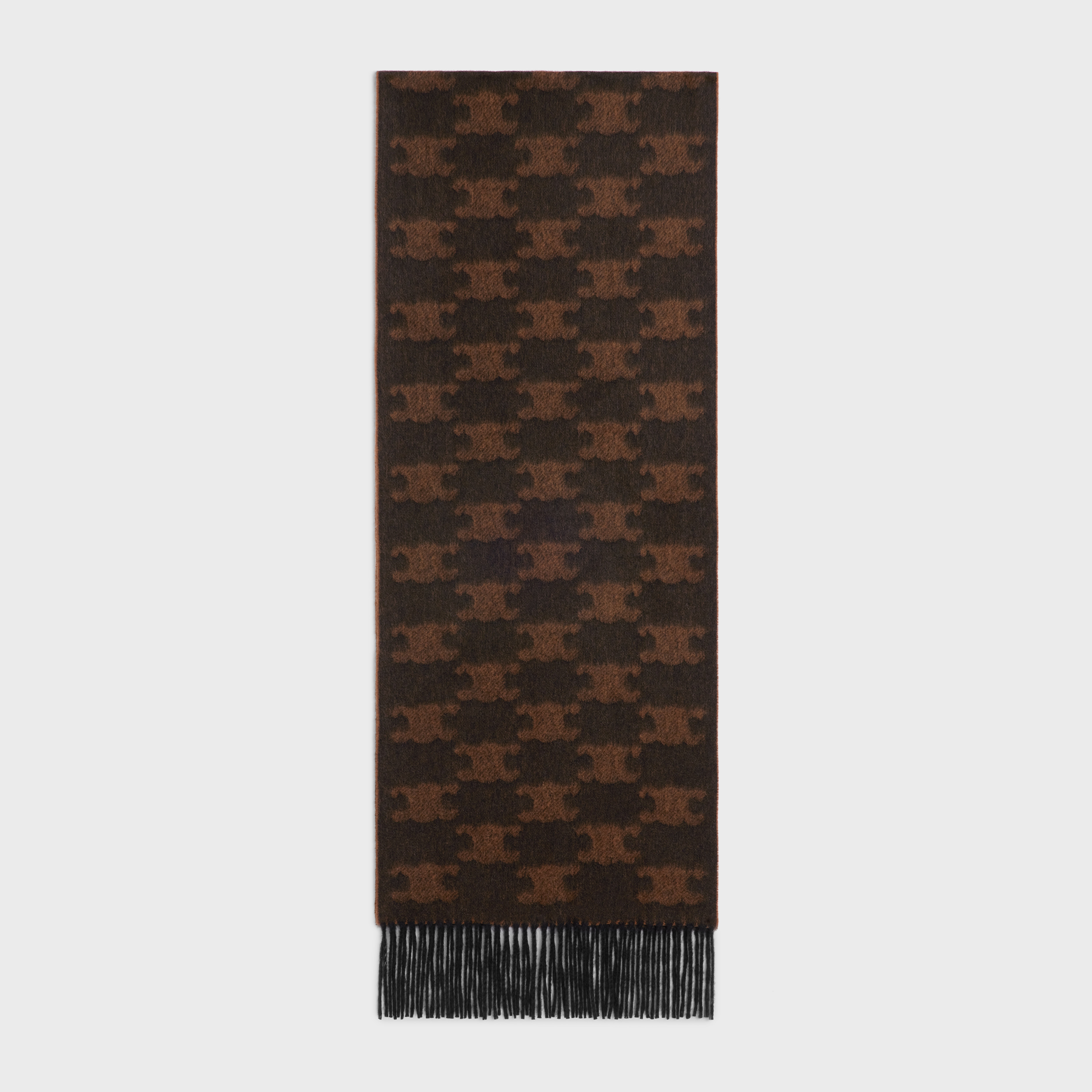 fringed scarf in monogram cashmere - 1