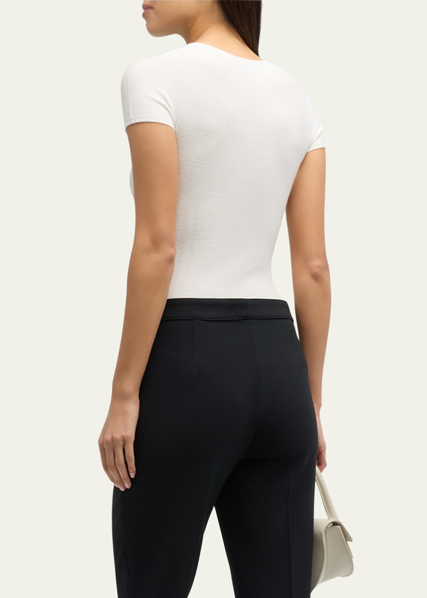 Scoop-Neck Short-Sleeve Ribbed Tee - 3