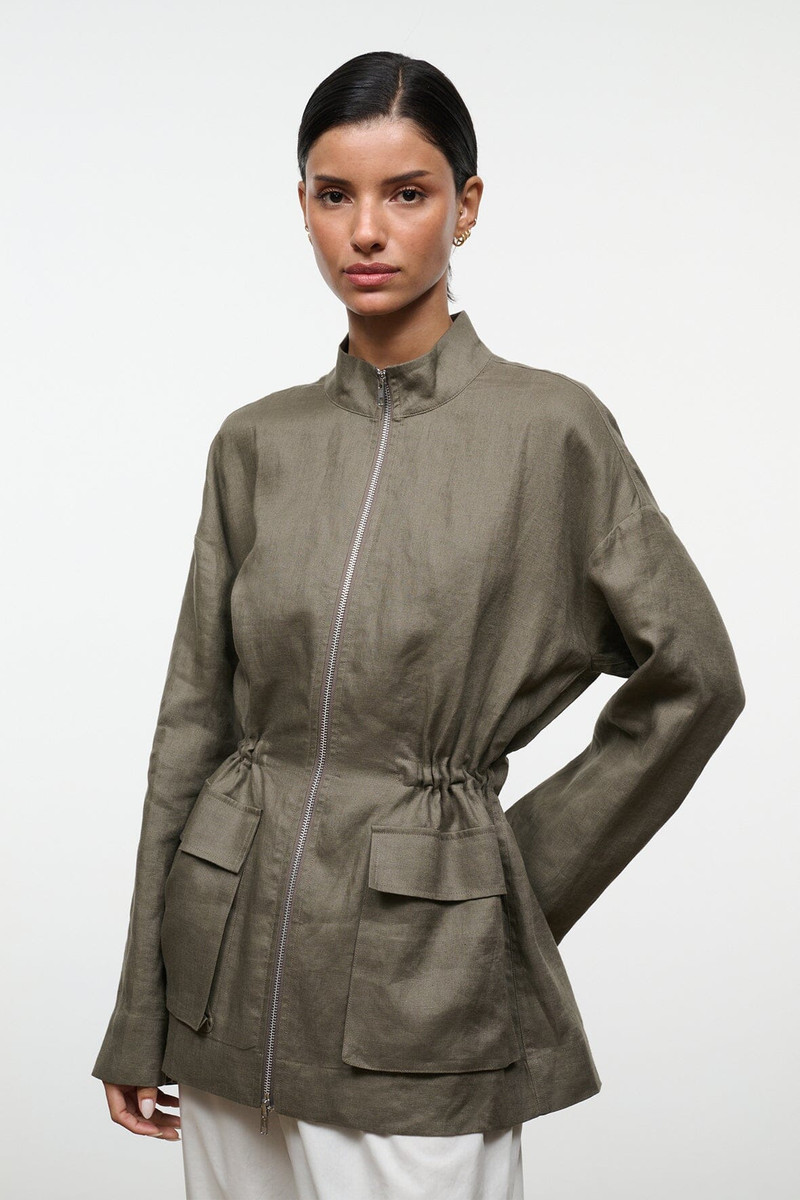 STAUD REED LINEN JACKET THYME 3