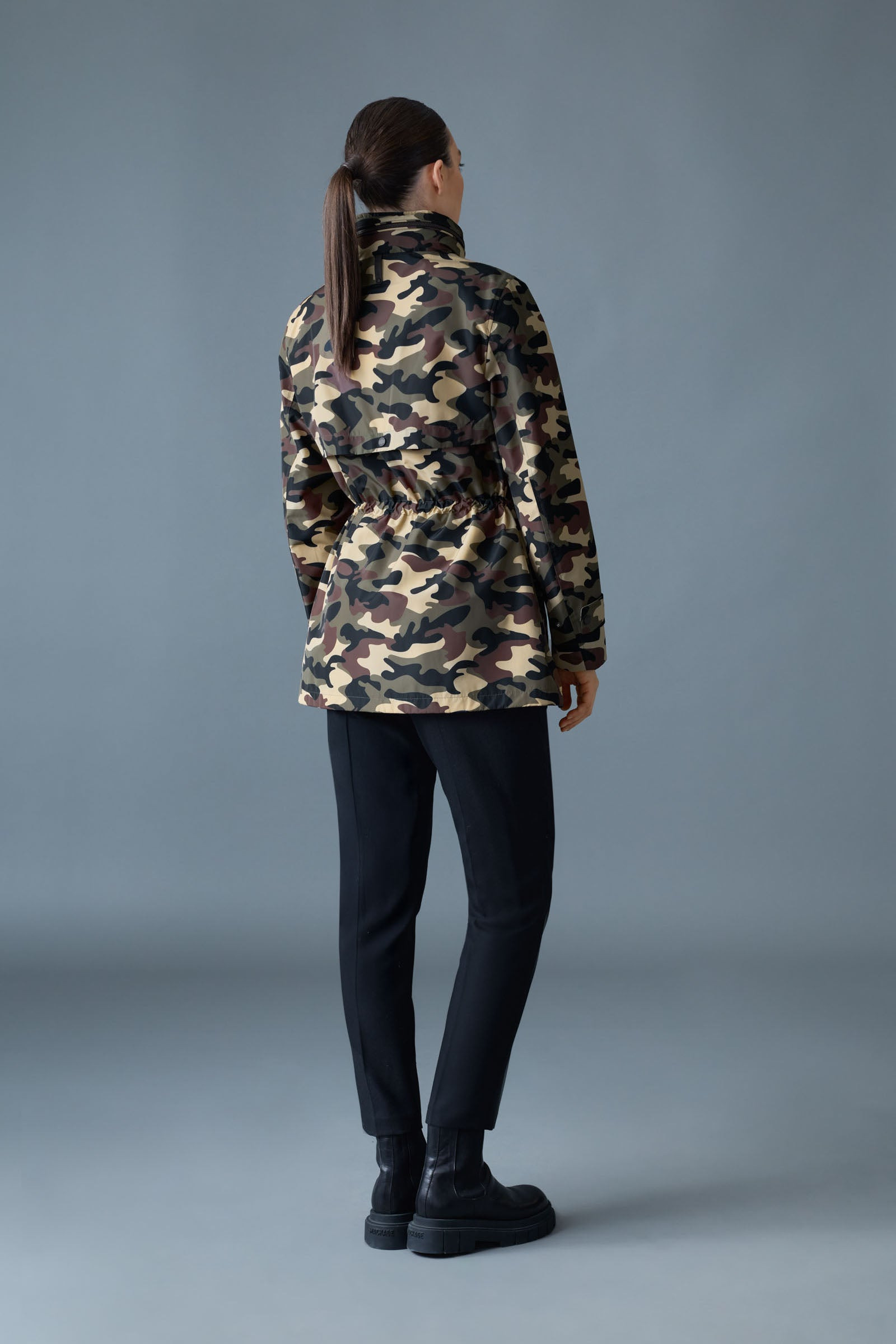 KERYN-CAMO Medium-Length Rain Jacket with Camo Print - 4