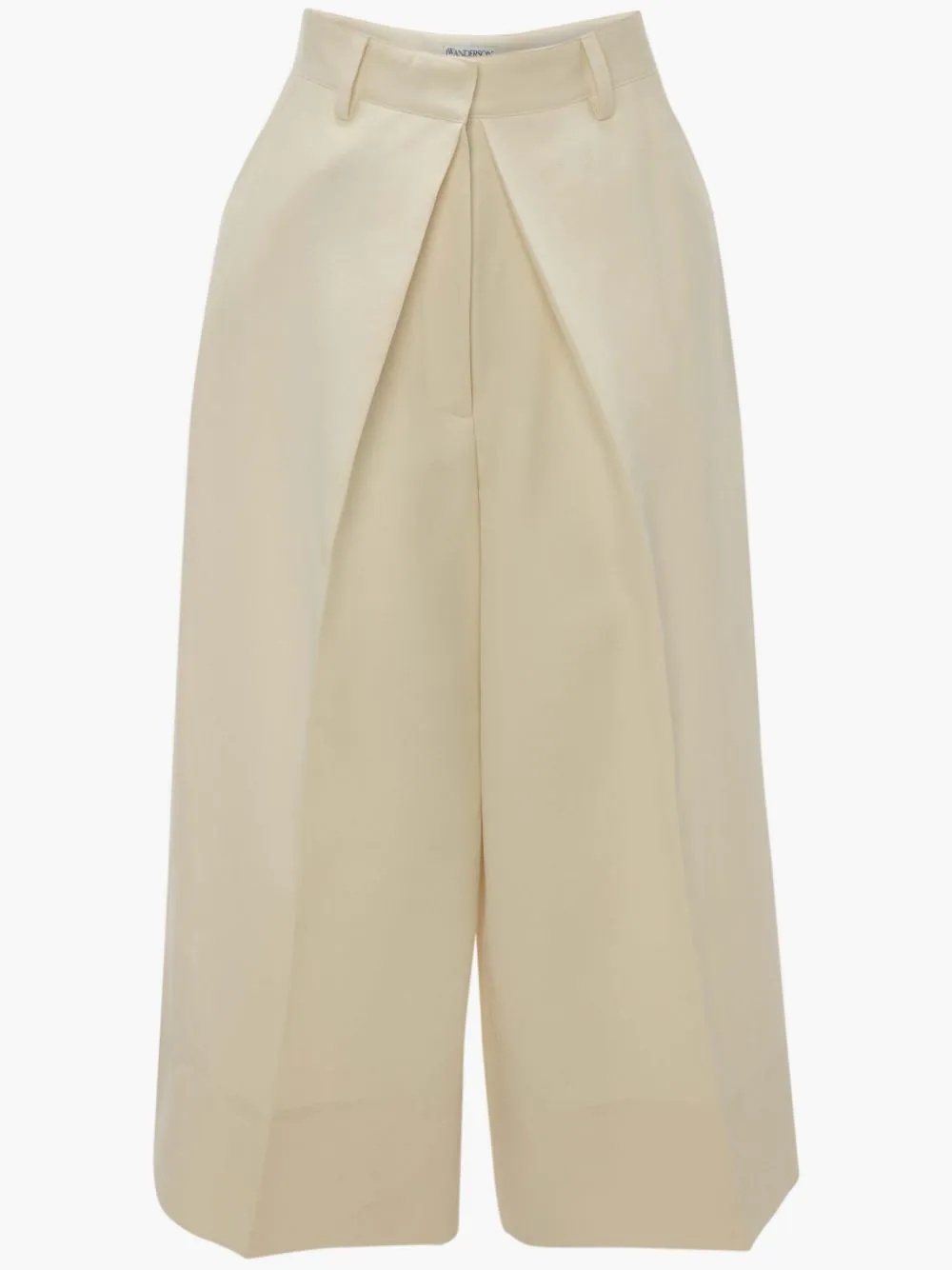 PLEAT FRONT WIDE LEG CROPPED TROUSERS - 1