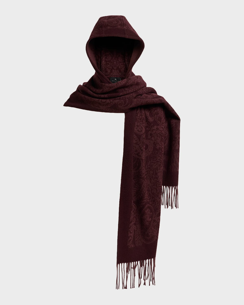 Hooded Paisley Wool Scarf 1