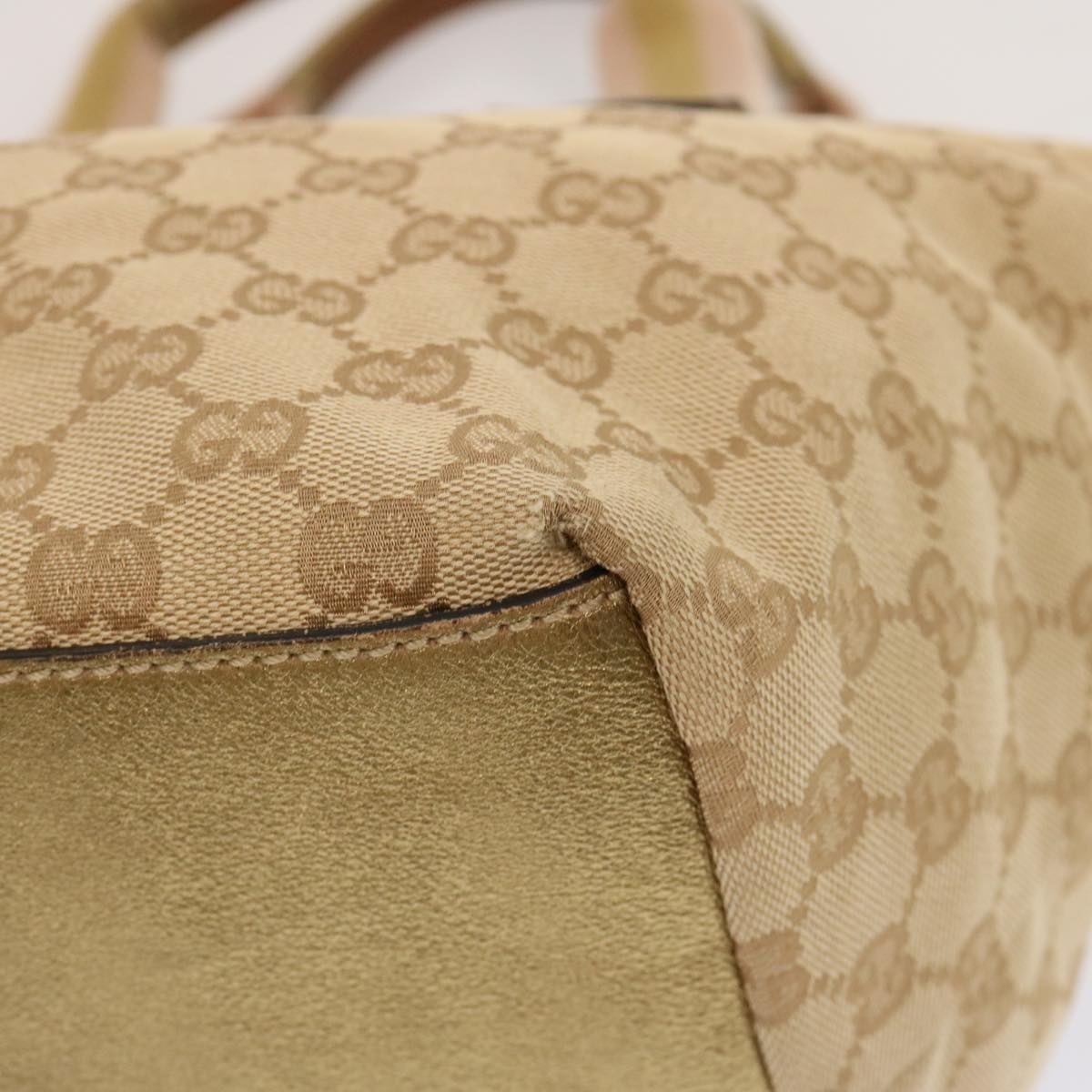 GUCCI GG Canvas Sherry Line Hand Bag Beige Gold Pink - 14