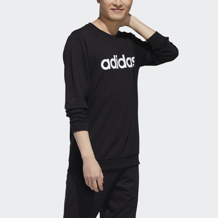 adidas neo M Esntl Logo SW Casual Sports Round Neck Knit Pullover Black GJ8925 - 5