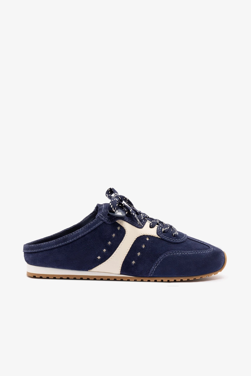 Stella Mule In Navy Suede and Ivory Leather 1