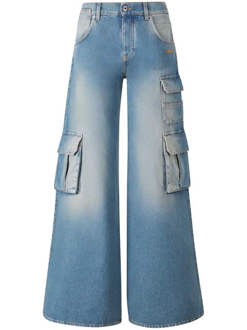 logo-embroidered cargo jeans 1