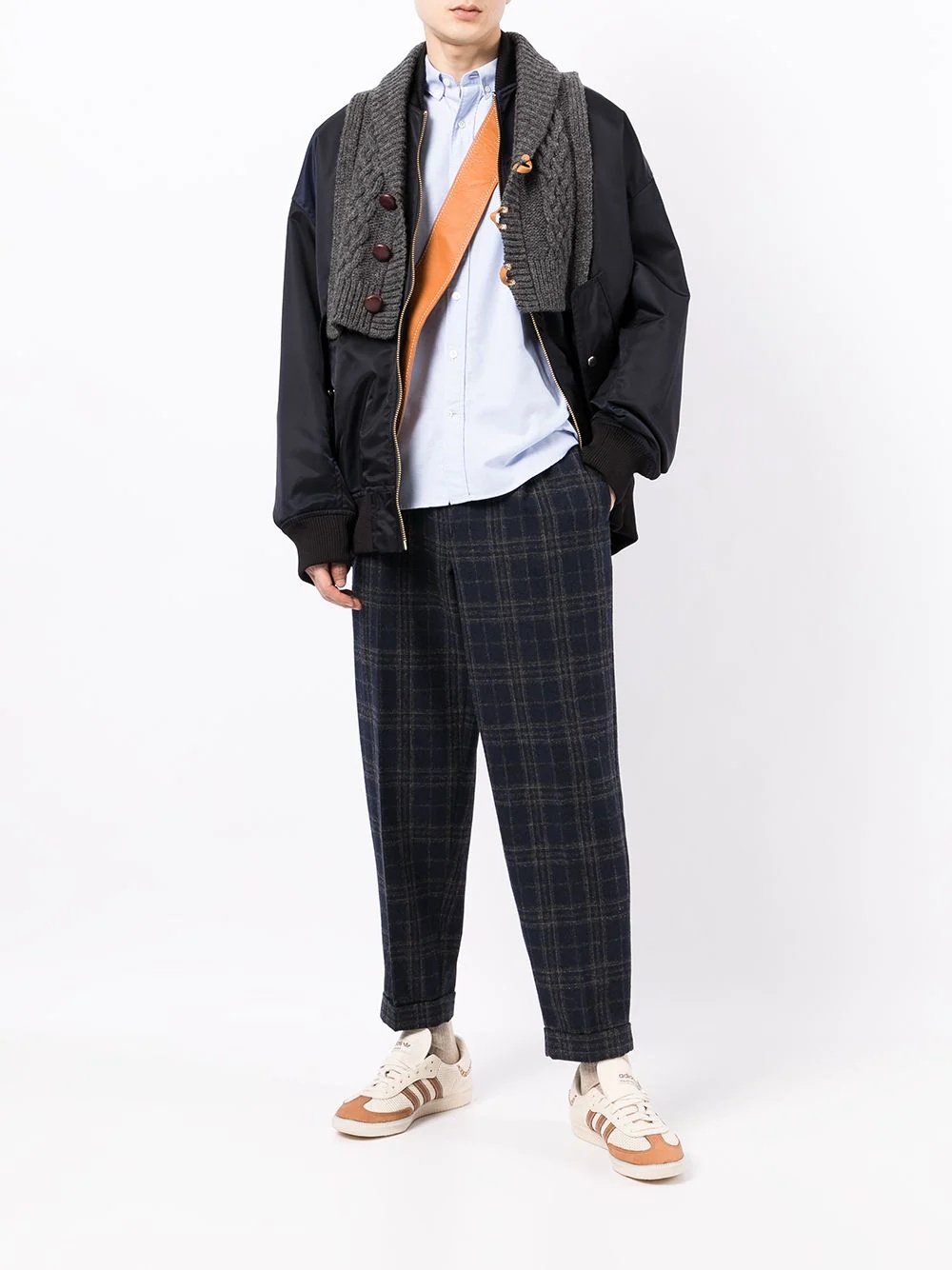 plaid-check print trousers - 2