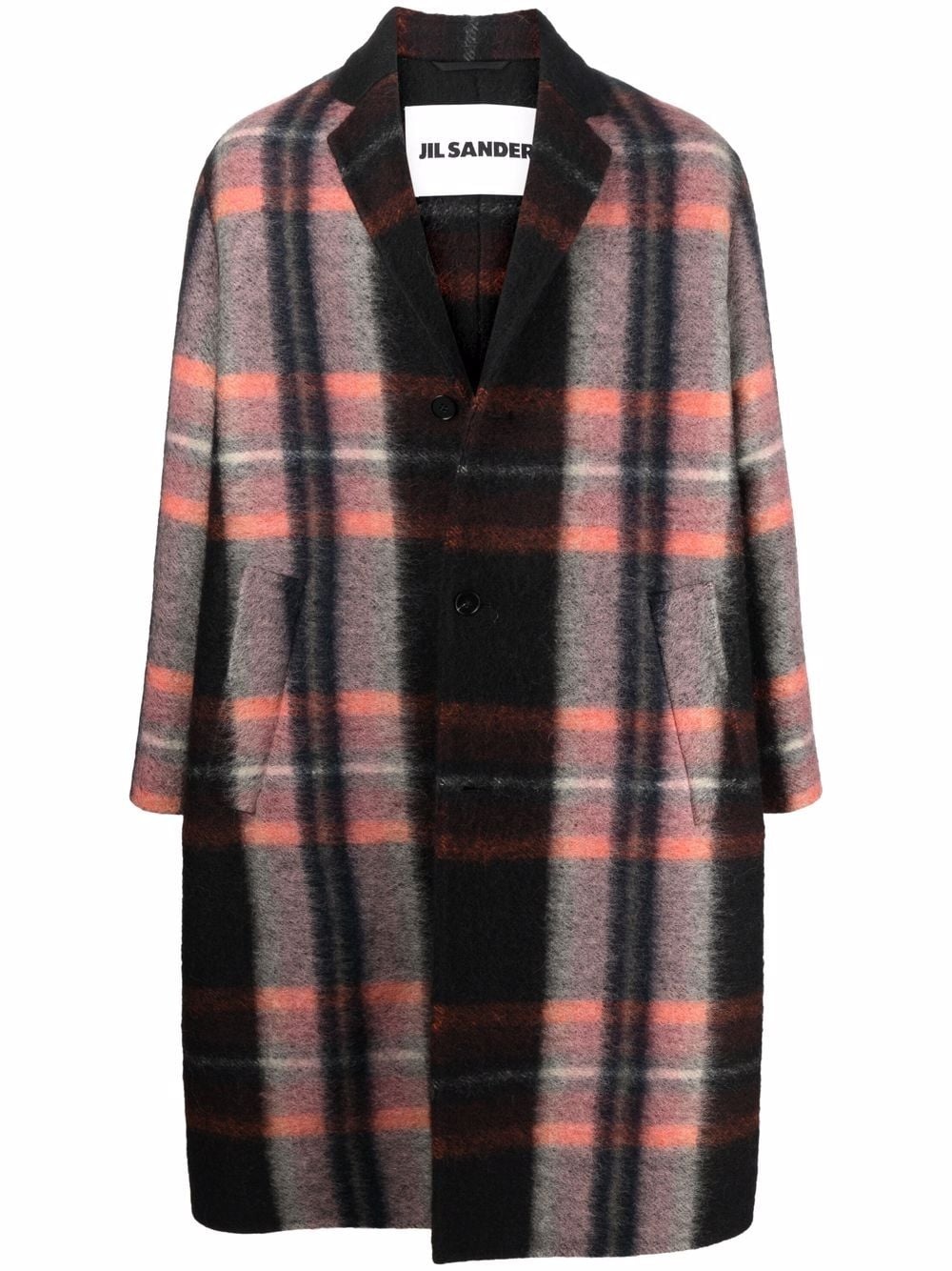 plaid-print felt wool coat - 1