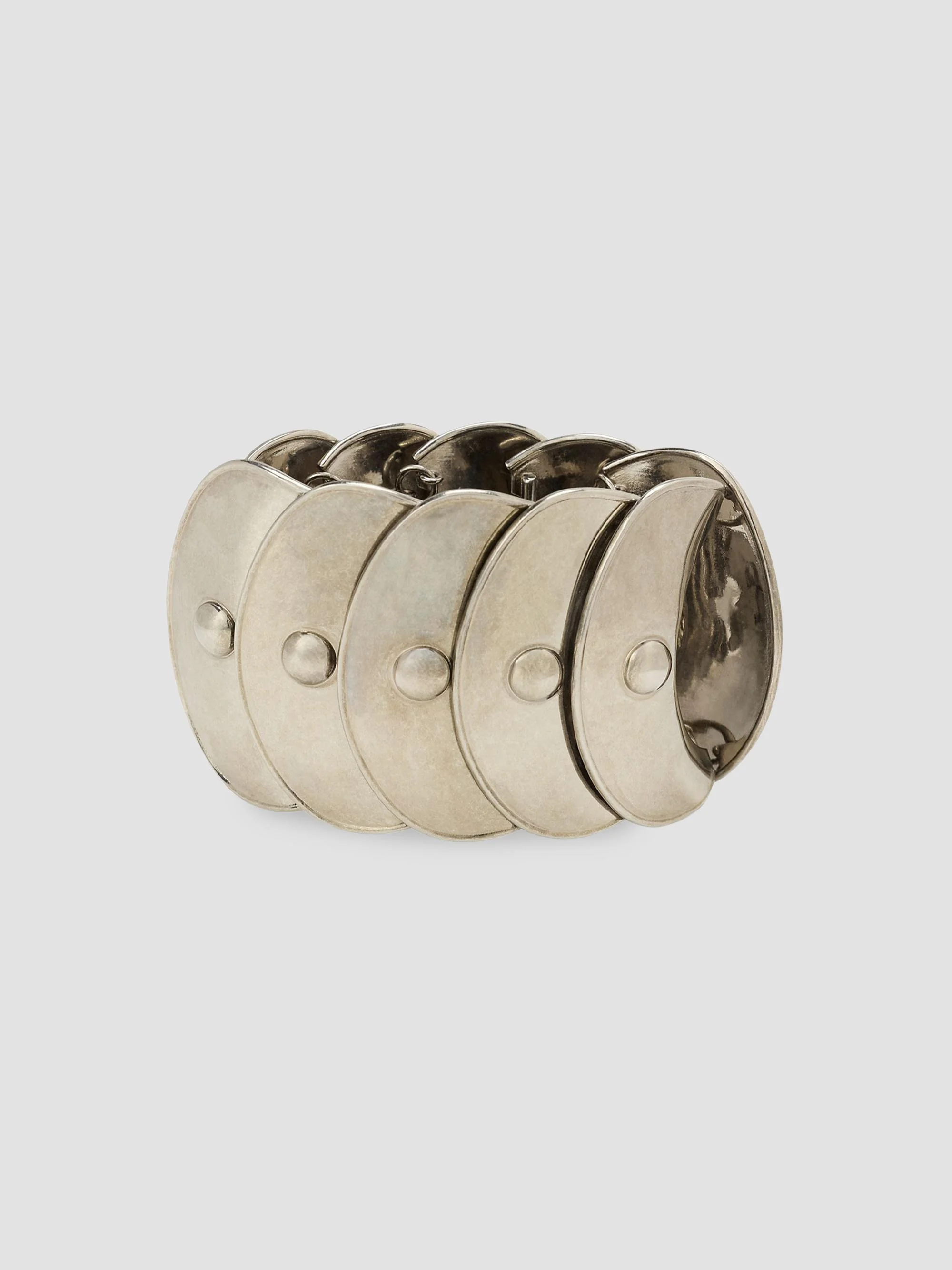 Women's Silvertone Disk Bangle Bracelet - Antique Silver Gold - 1