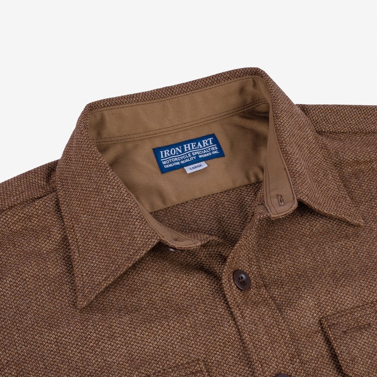 IHDR-434-CBR 14oz Fox Brothers®  Barleycorn Flannel CPO Shirt - Cigar Brown - 8