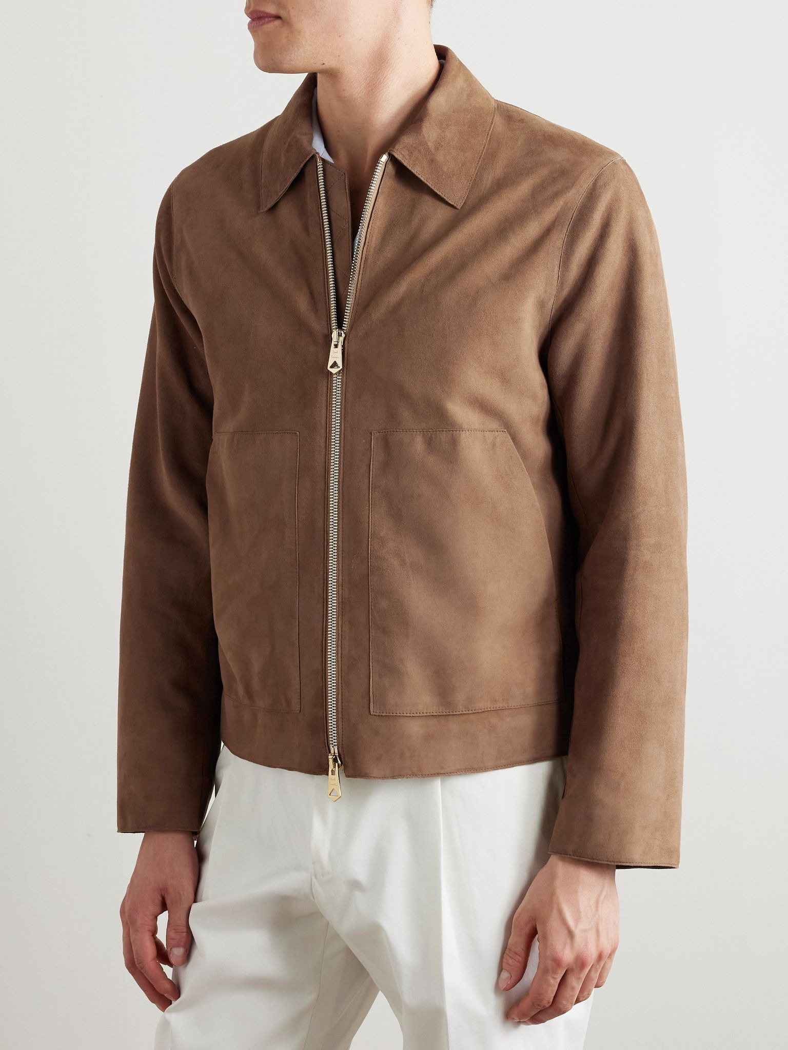 Suede Bomber Jacket Beige - 3