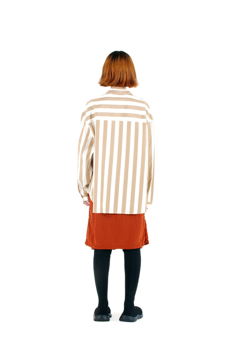 SUNNEI OVER SHIRT / white & beige stripes outlook