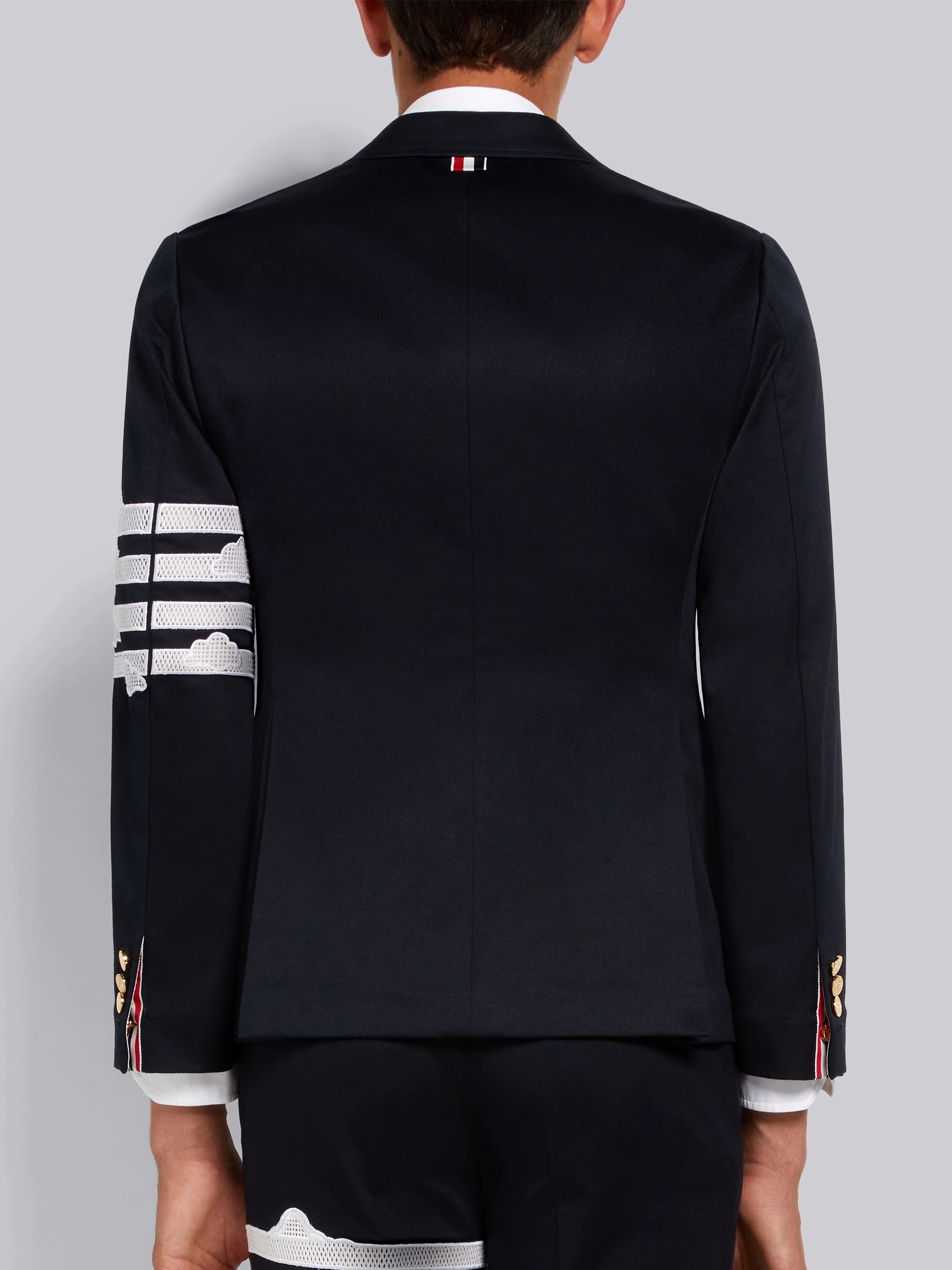 Navy Broderie Anglaise Sky Motif 4-Bar Unconstructed Jacket - 3