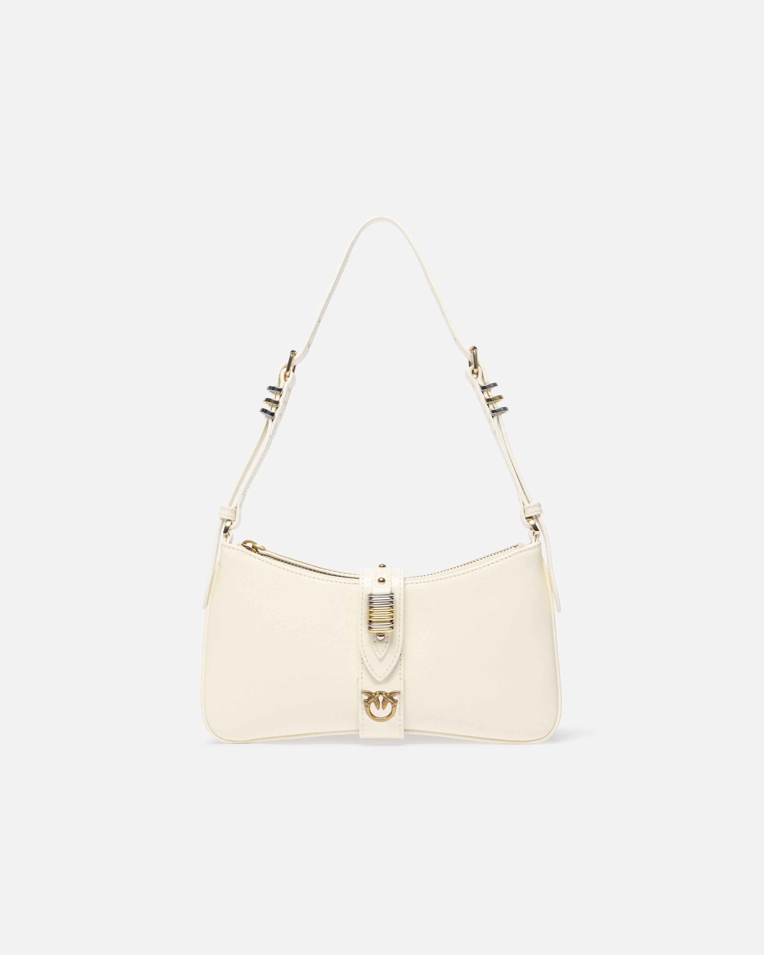 GLOSSY LEATHER SHOULDER BAG WITH RINGS - 1