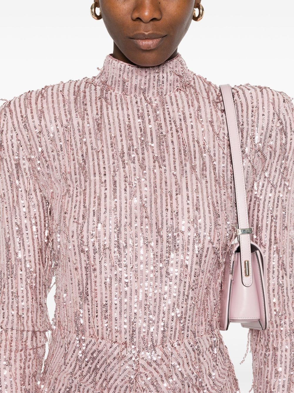 sequinned fringed mini dress - 5
