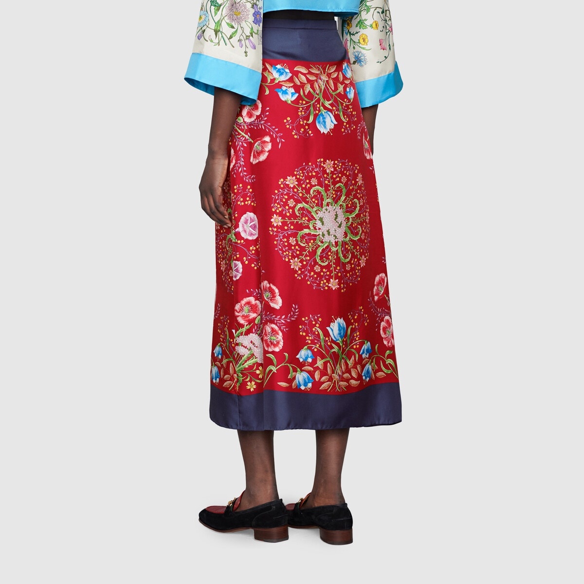 Gucci 100 floral silk skirt - 4