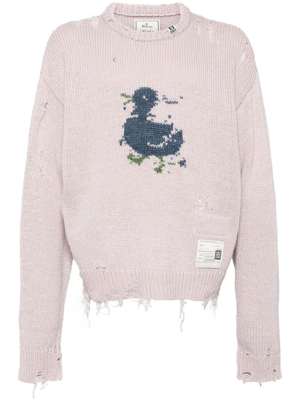 Duck-intarsia distressed jumper - 1