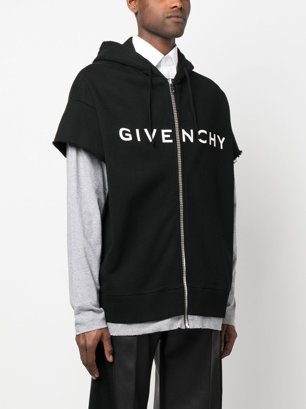 logo-print layered hoodie - 3