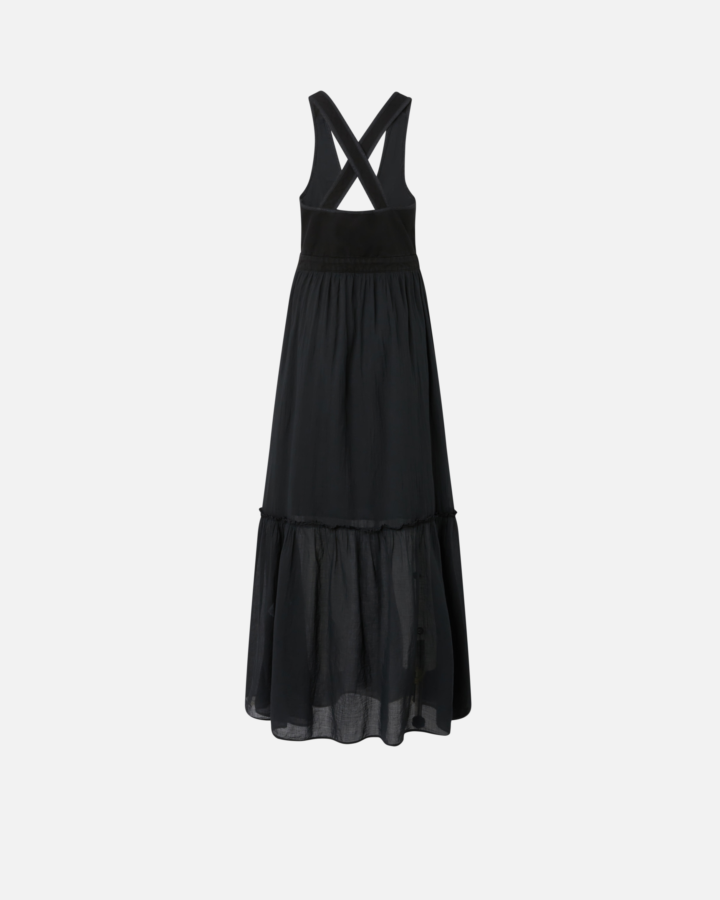 LONG SLEEVELESS COTTON DRESS WITH NECKLINE - 6