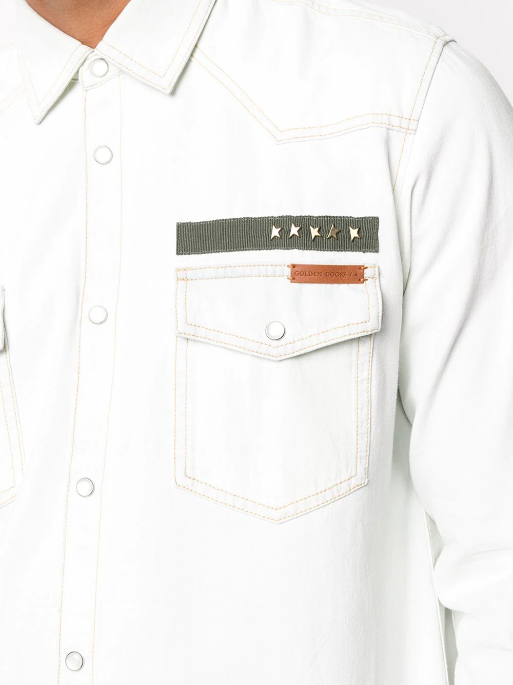 patch-detail denim shirt - 5