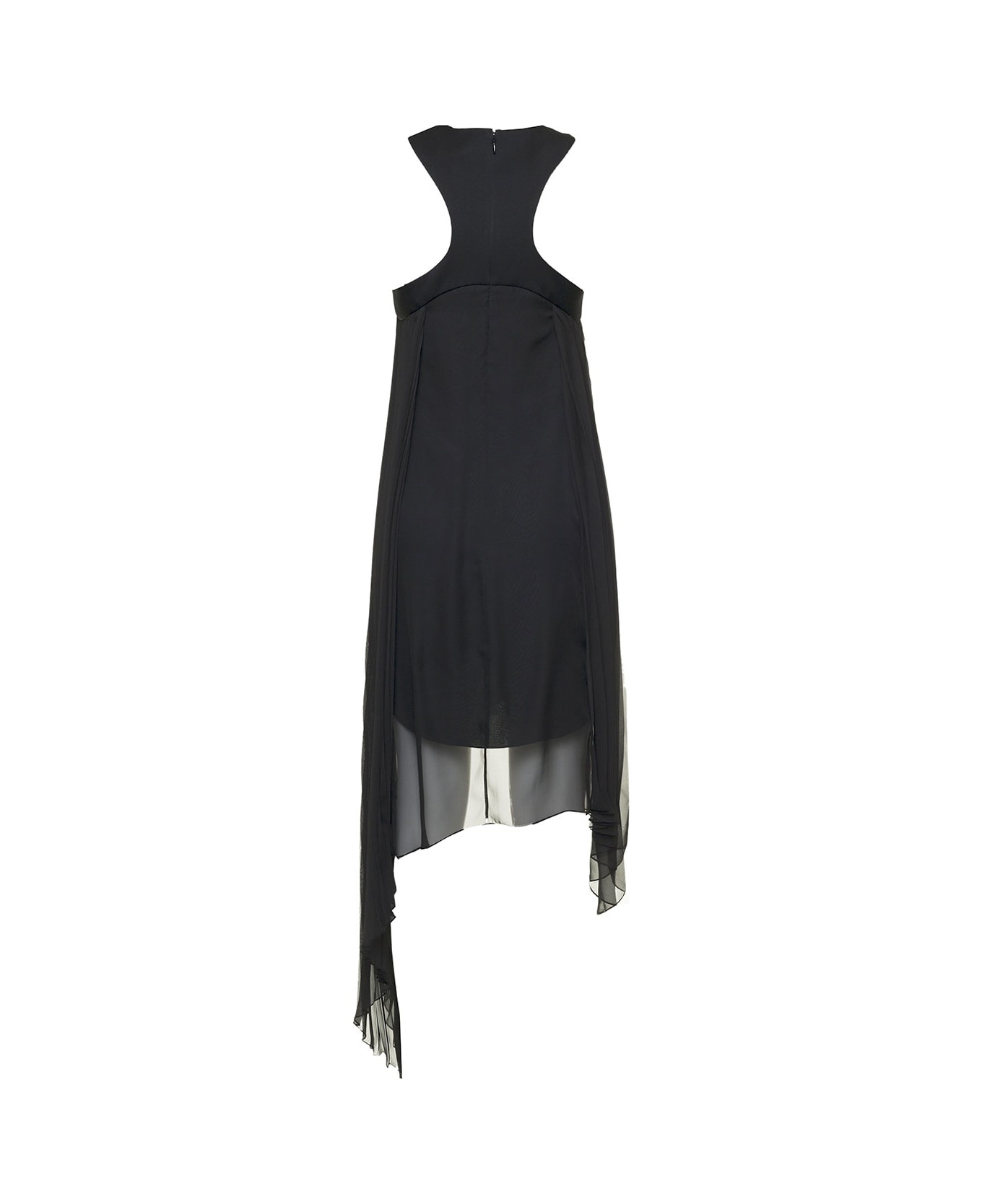 Black Pleated Dress With Asymmetrical Bottom - 2