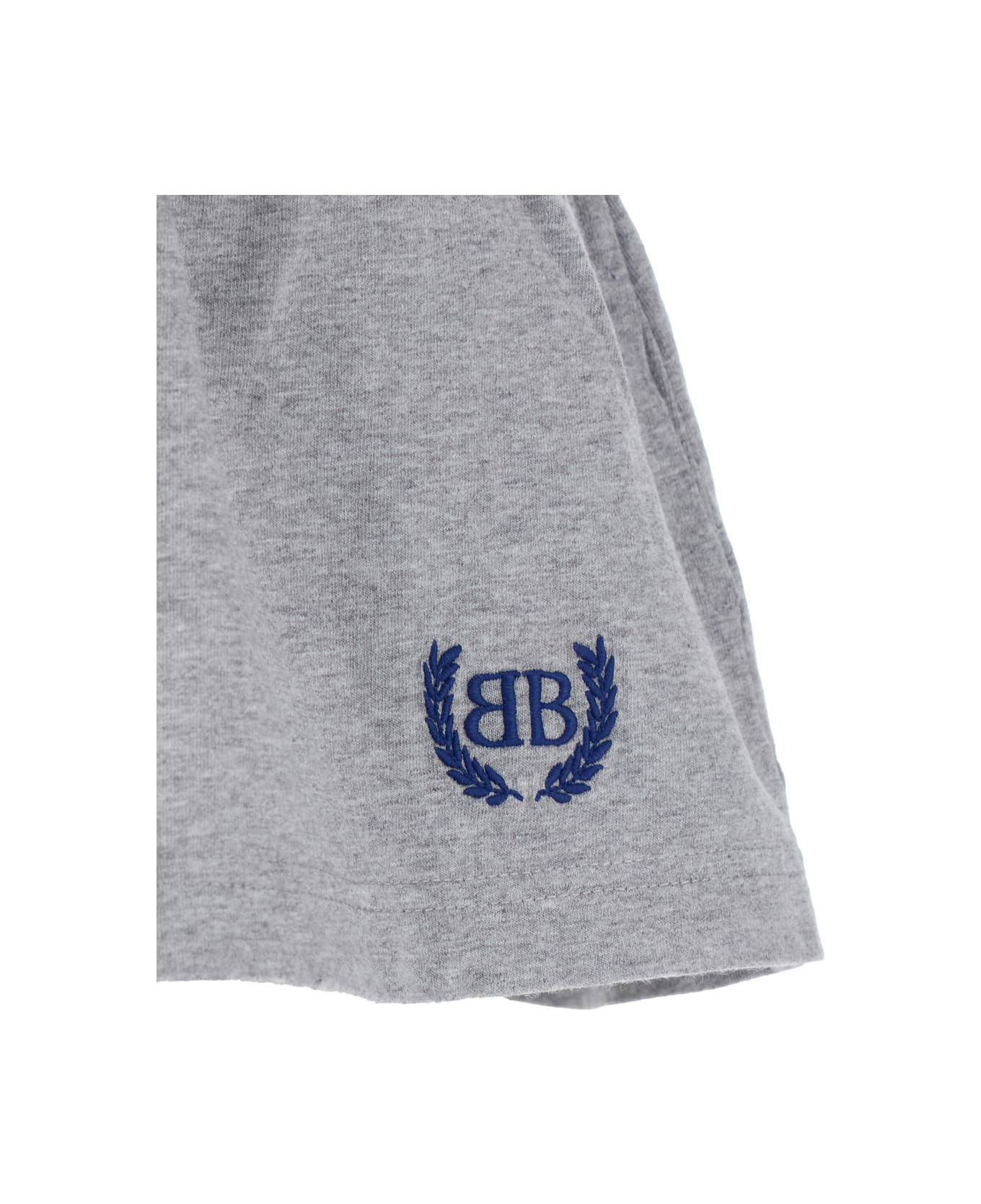 Grey Miniskirt With Logo Embroidery On The Front And Elastic Drawstring Waist In Cotton Woman - 3