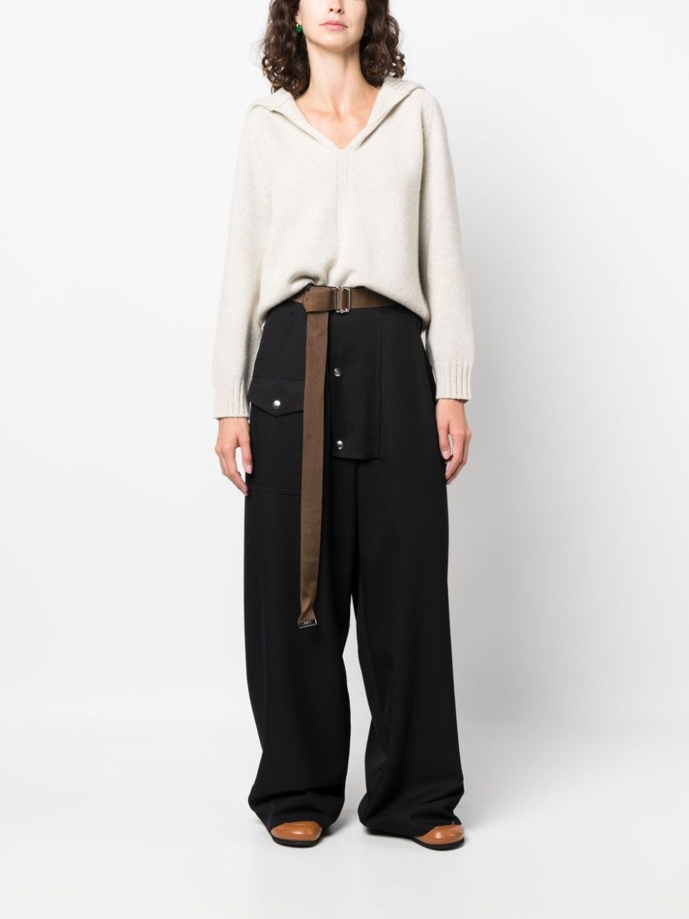 wide-leg cargo trousers - 2